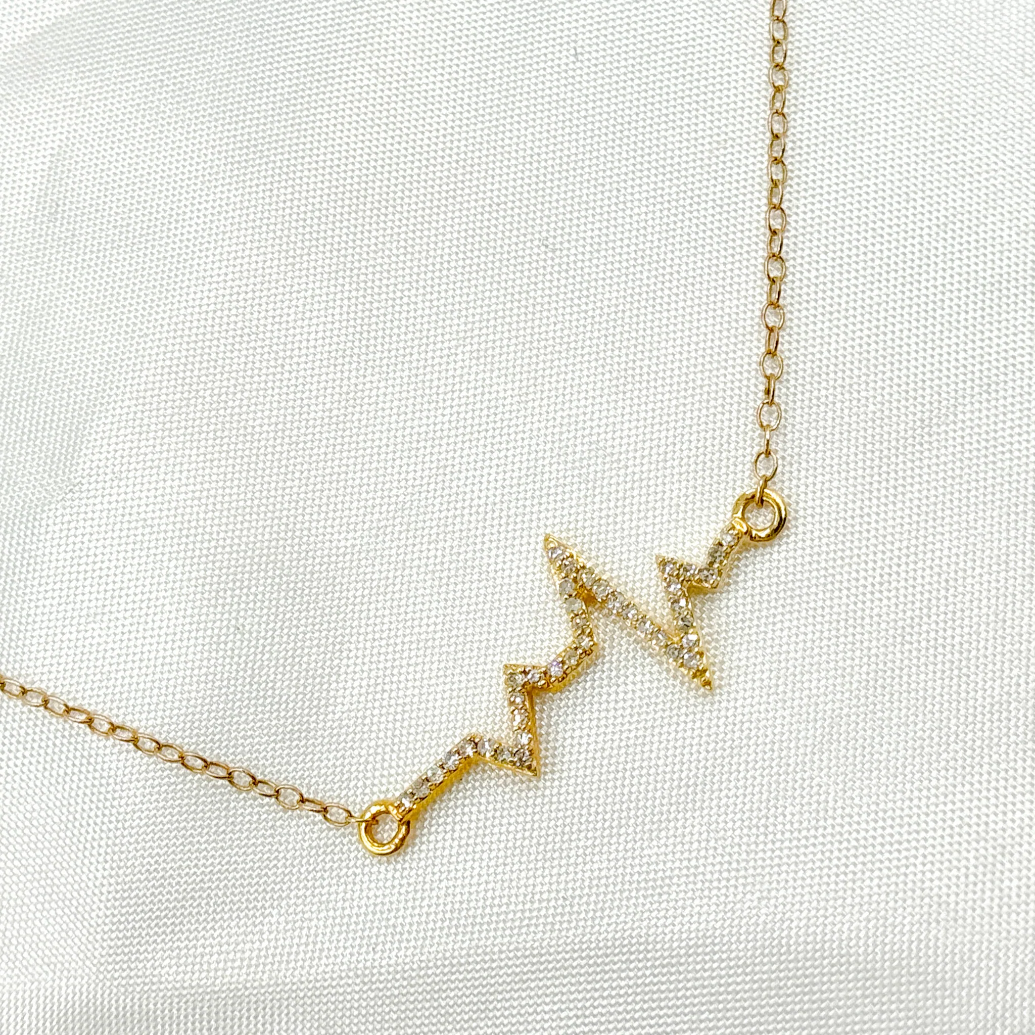 NFB71213. 14K Solid Gold Heartbeat Diamond Necklace - Image 3
