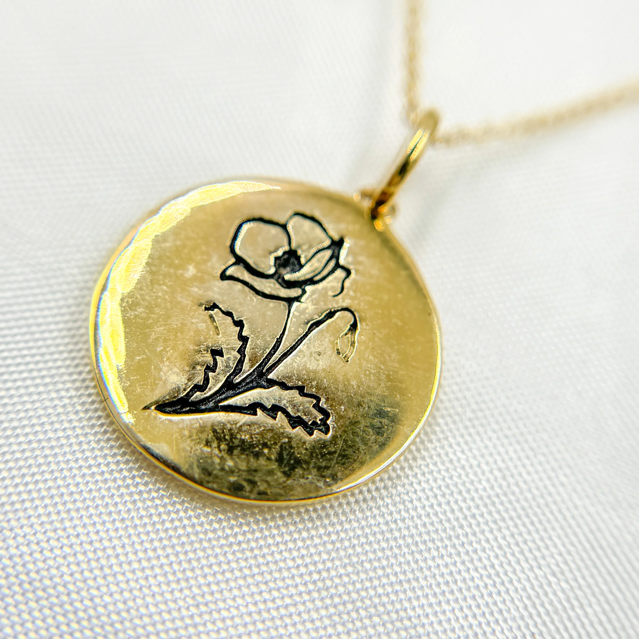14k Solid Gold Medallion Flower-Month Necklace. NFA71222 - Image 15