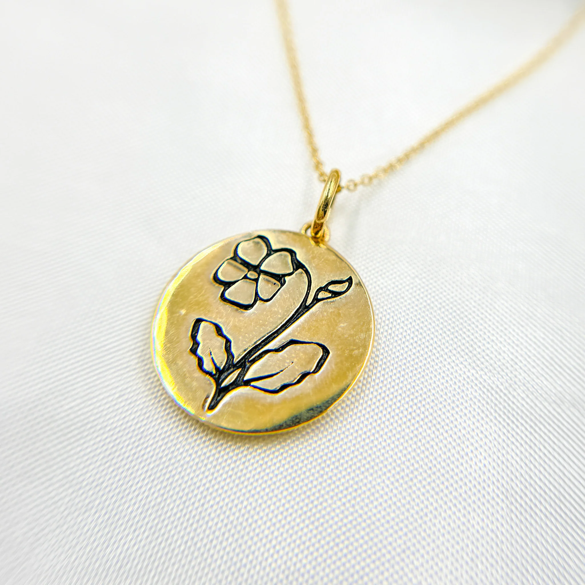 14k Solid Gold Medallion Flower-Month Necklace. NFA71222 - Image 8