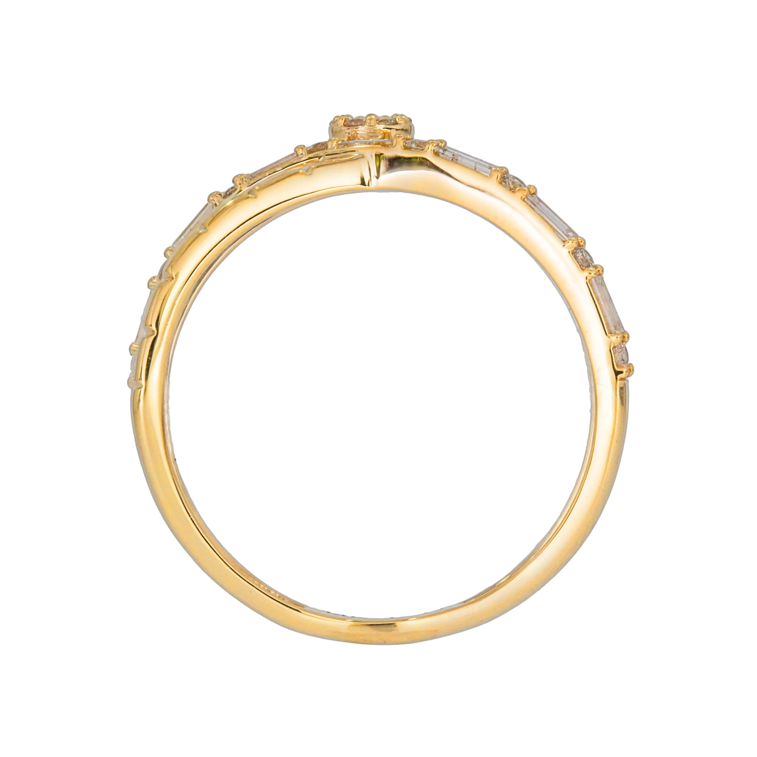 DRN01778. 14K Solid Gold Mined Diamond Baguette Band Ring - Image 2