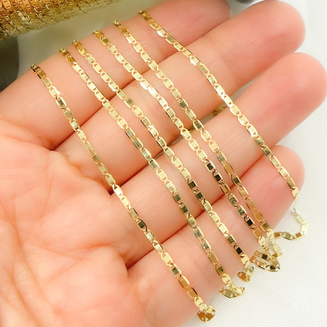 030FVAV1BPT2A8L001byFt. 14k Solid Gold Mirror Flat Marina Link Chain - Image 3