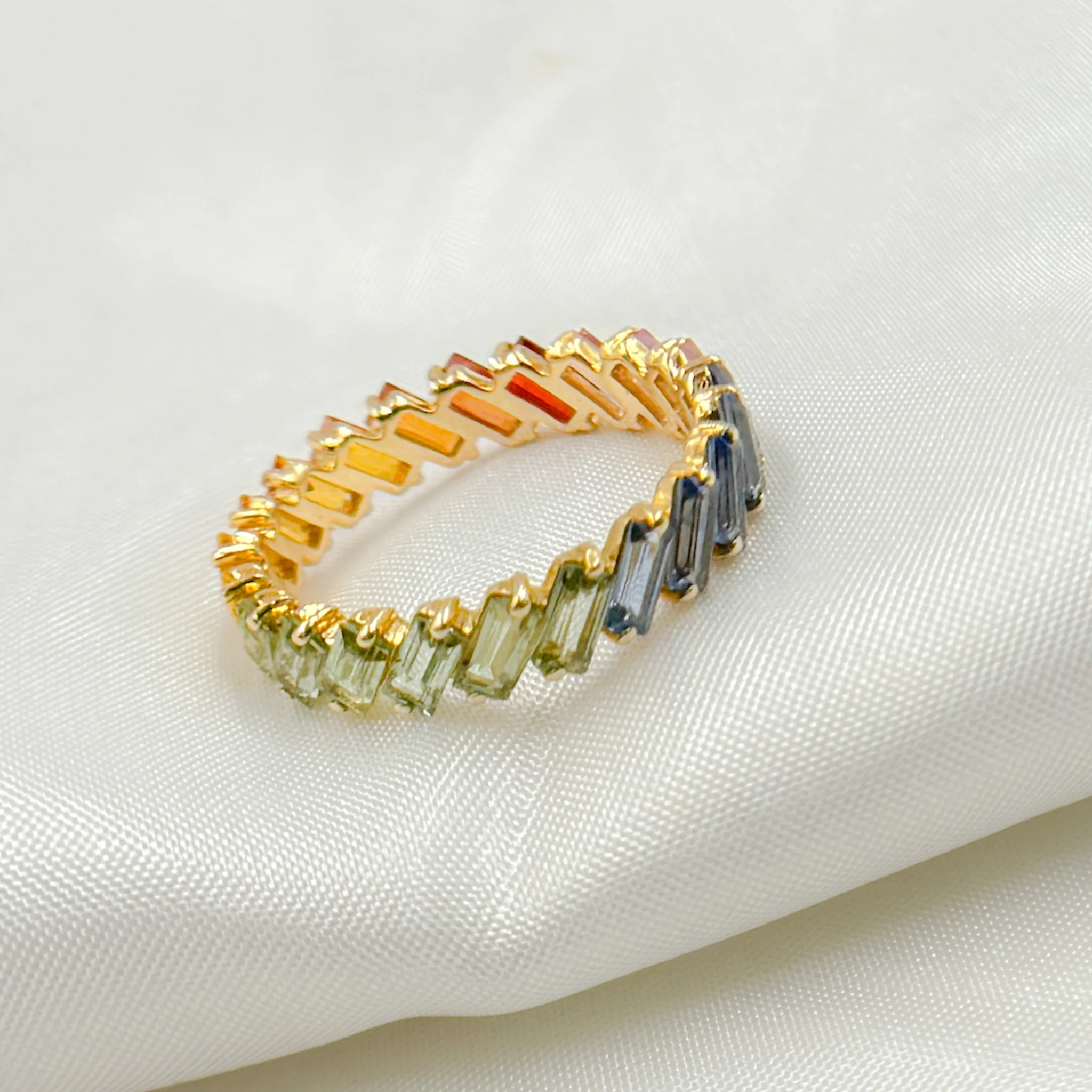 14k Solid Gold Multi Sapphire Ring. GDR224 - Image 2