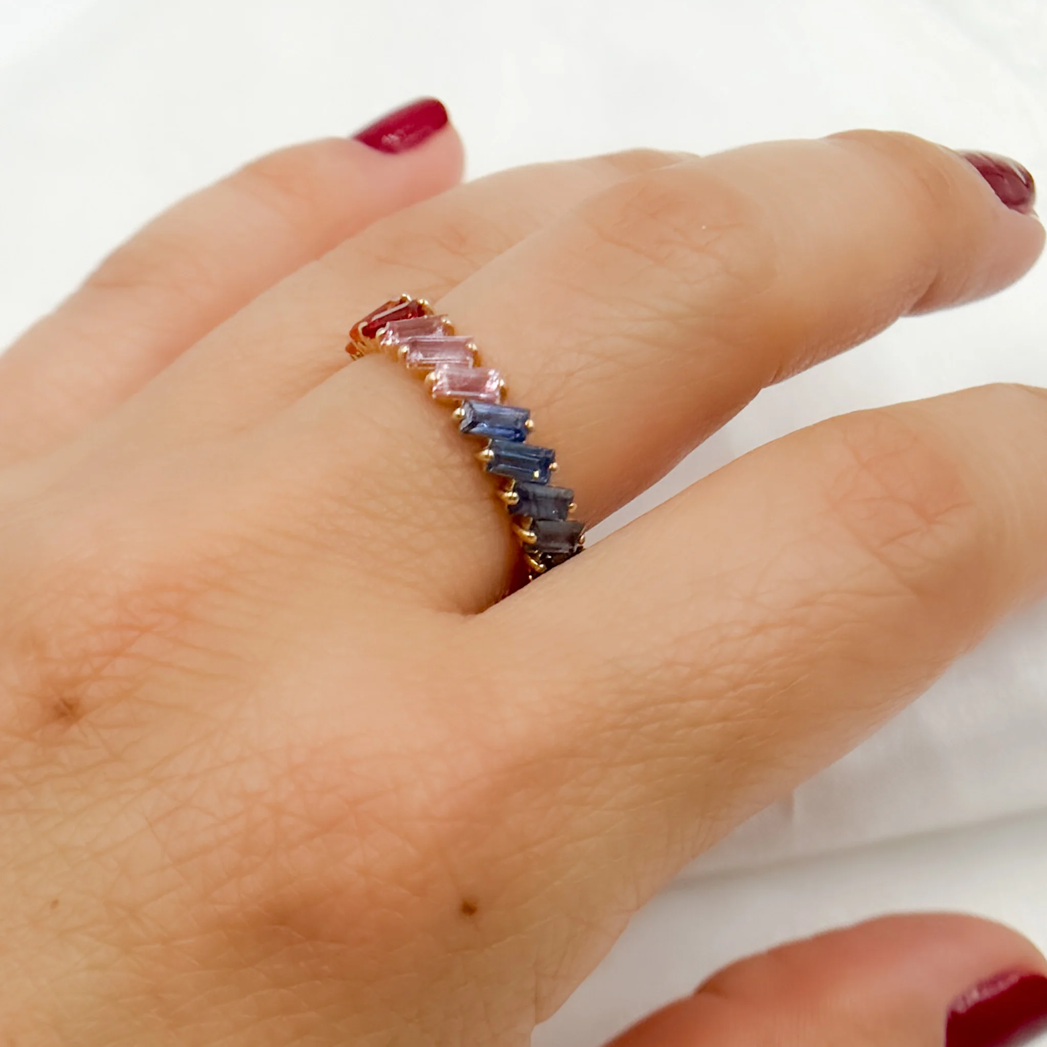 14k Solid Gold Multi Sapphire Ring. GDR224 - Image 3