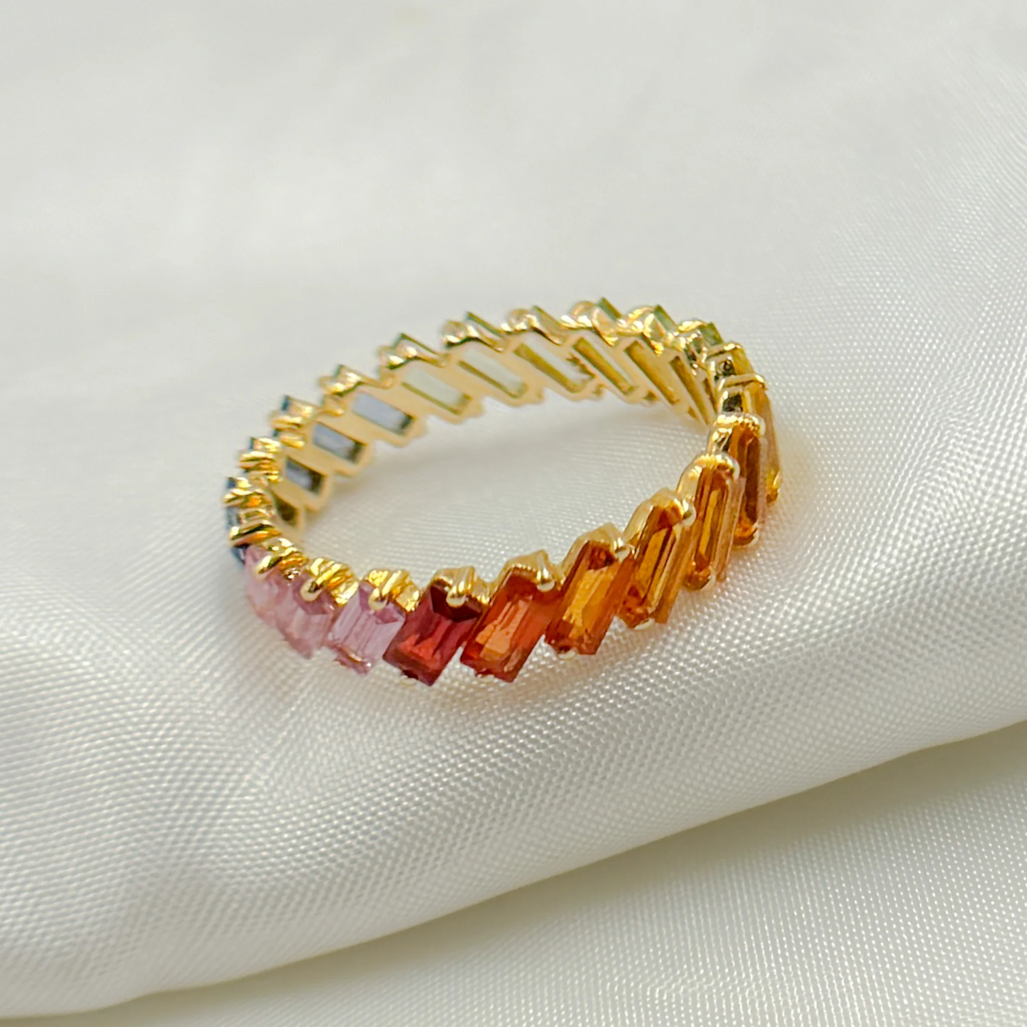 14k Solid Gold Multi Sapphire Ring. GDR224 - Image 4