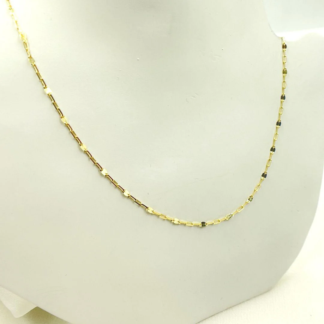 040FL60T5. 14K Solid Gold Paper Clip and Flat Marina Link Chain - Image 4