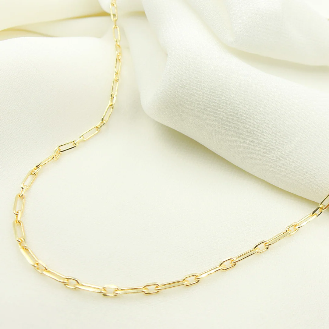 08014588FD. 14K Solid Gold Paperclip Diamond Cut Chain - Image 4