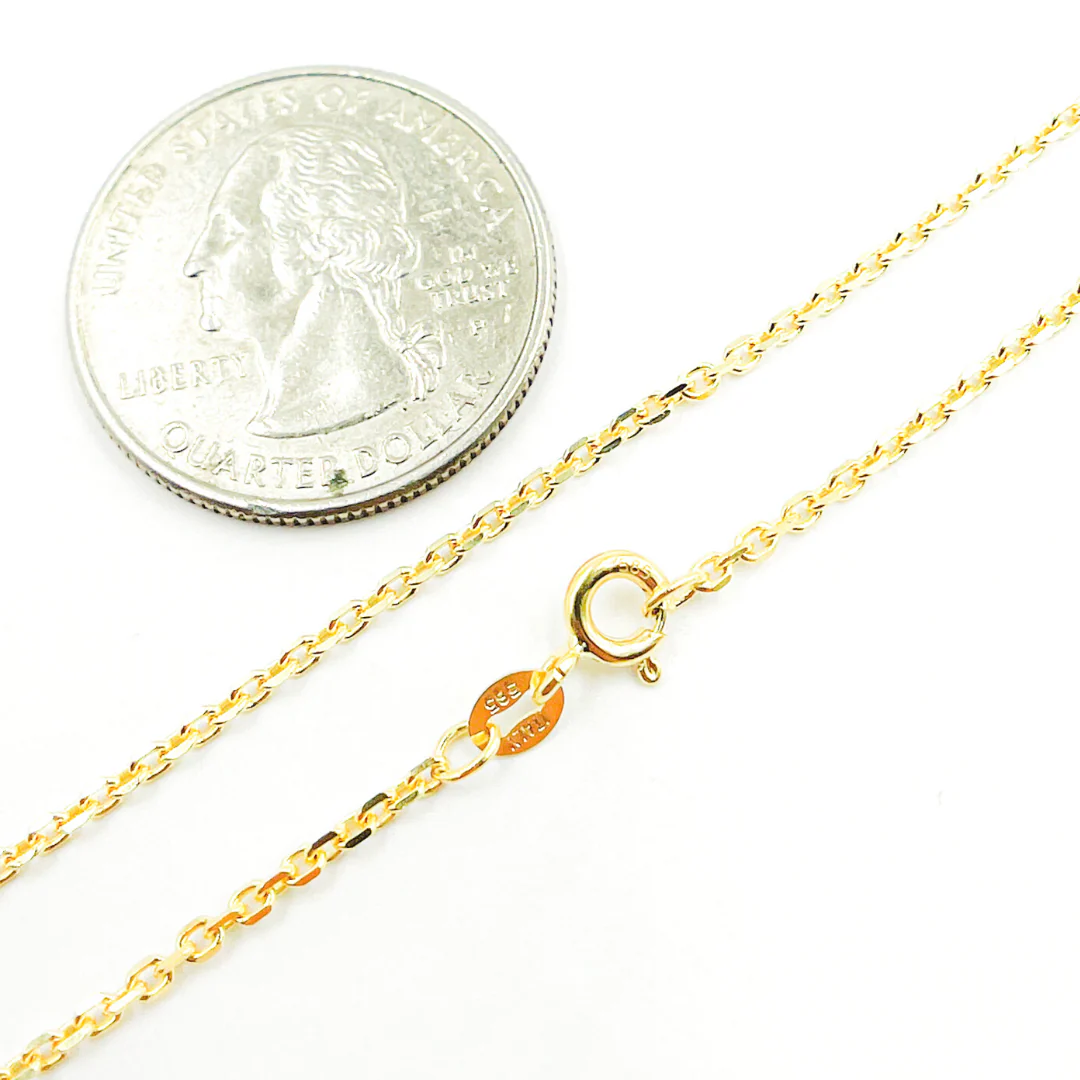 050R01T5. 14K Solid Gold Diamond Cut Cable Link Chain - Image 4