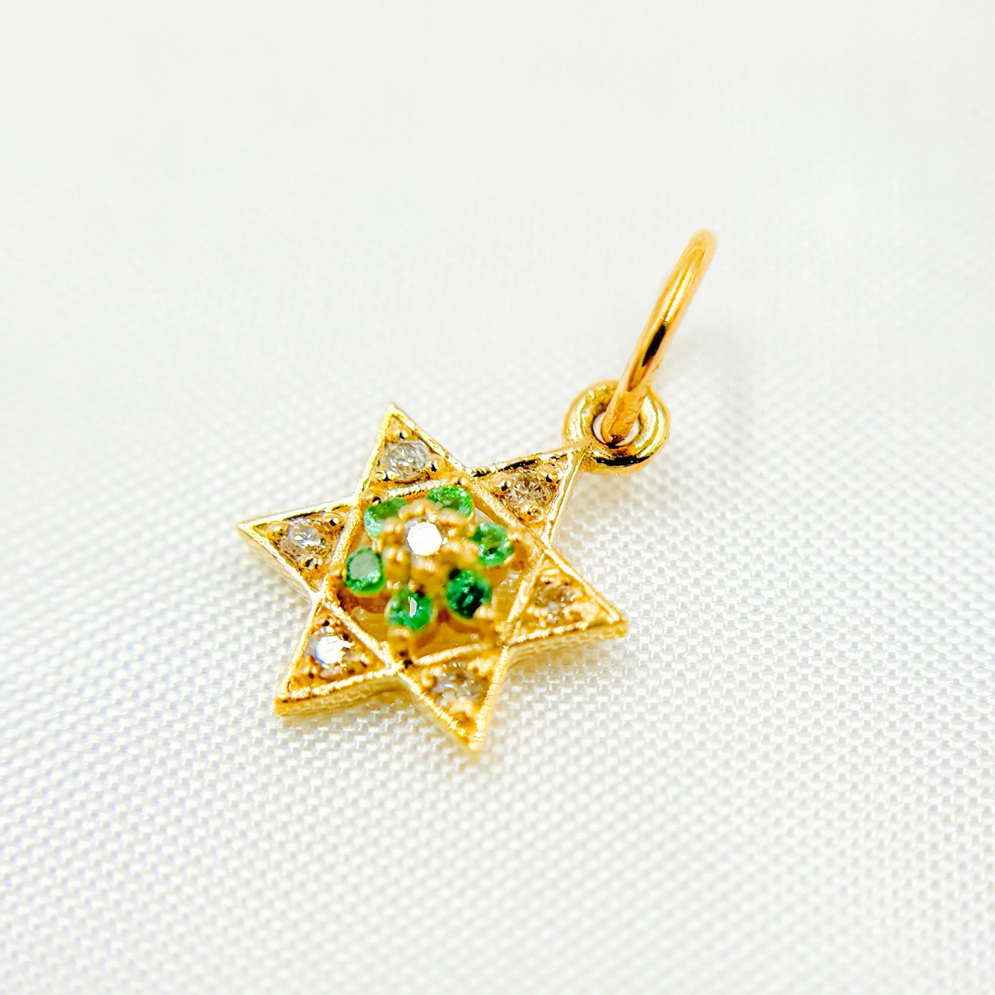 GDP393. 14K Solid Gold Diamond Star Charm with Gemstone - Image 3