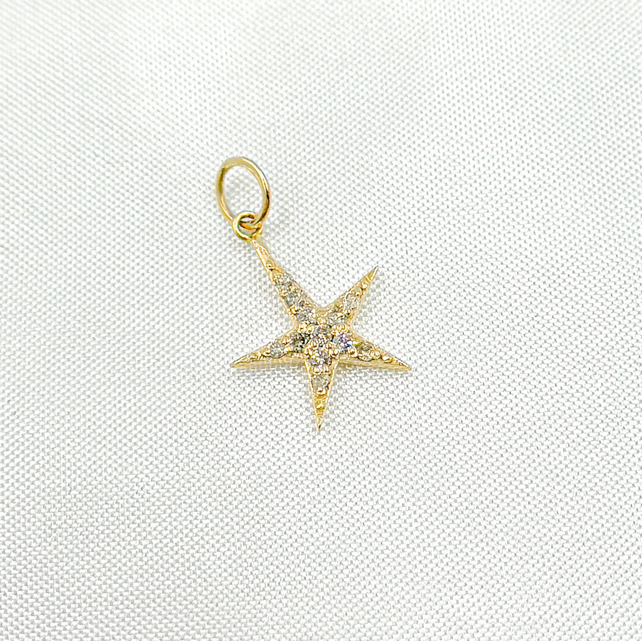 GDP401. 14k Solid Gold Star Diamond Charm - Image 3