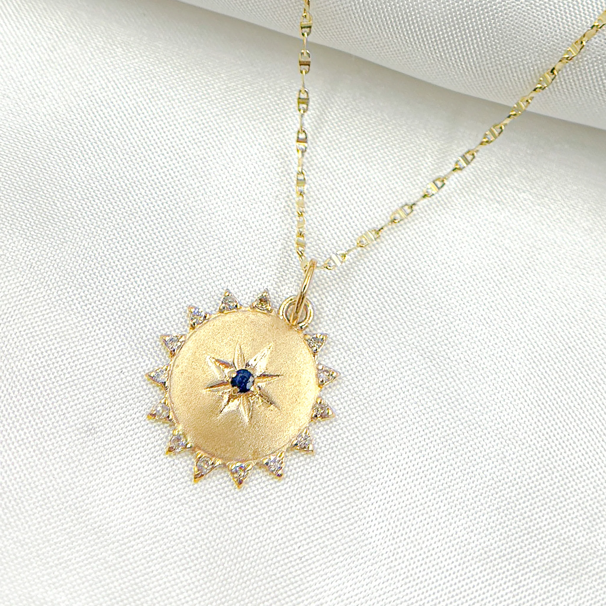 GDP375. 14k Solid Gold Sun Charm
