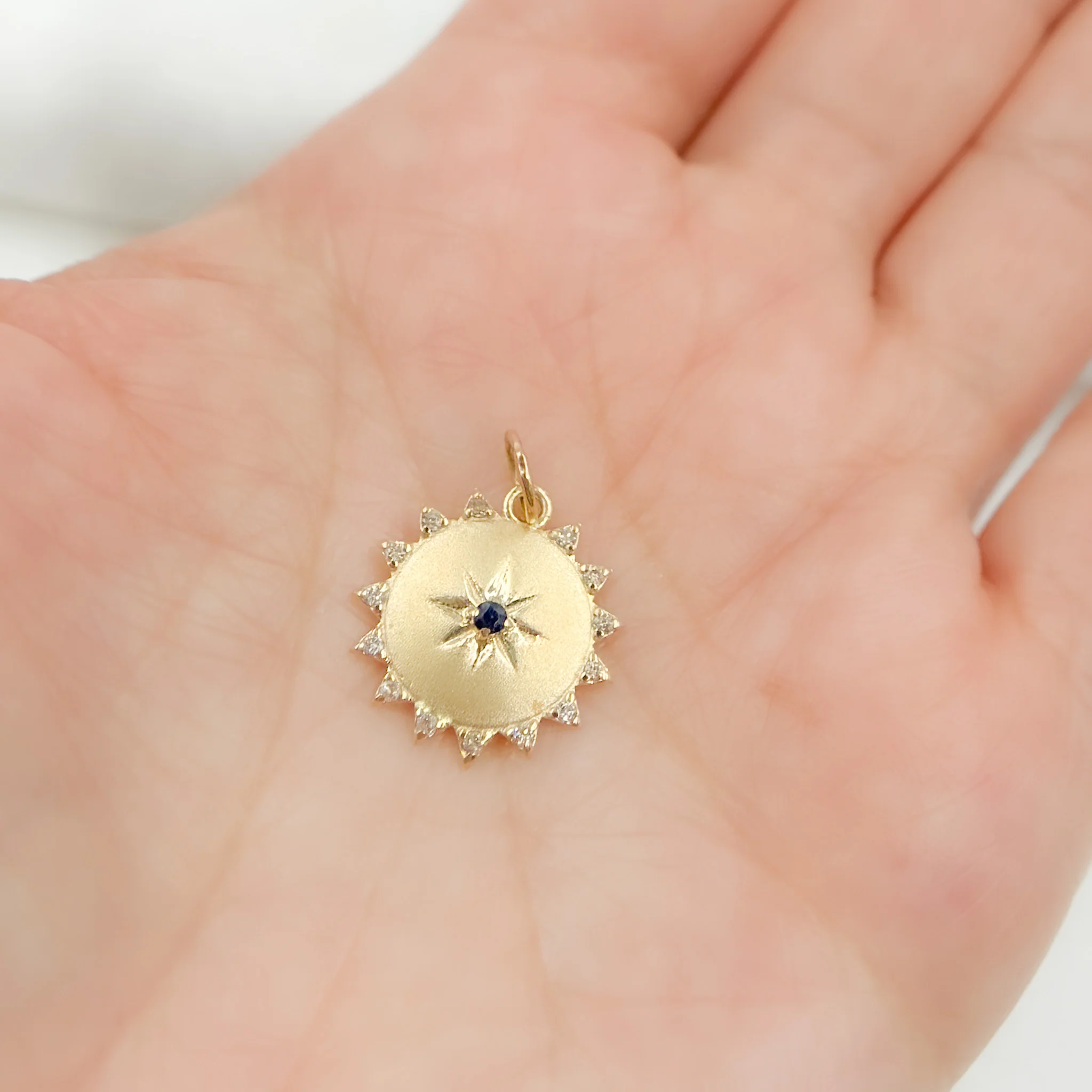 GDP375. 14k Solid Gold Sun Charm - Image 2