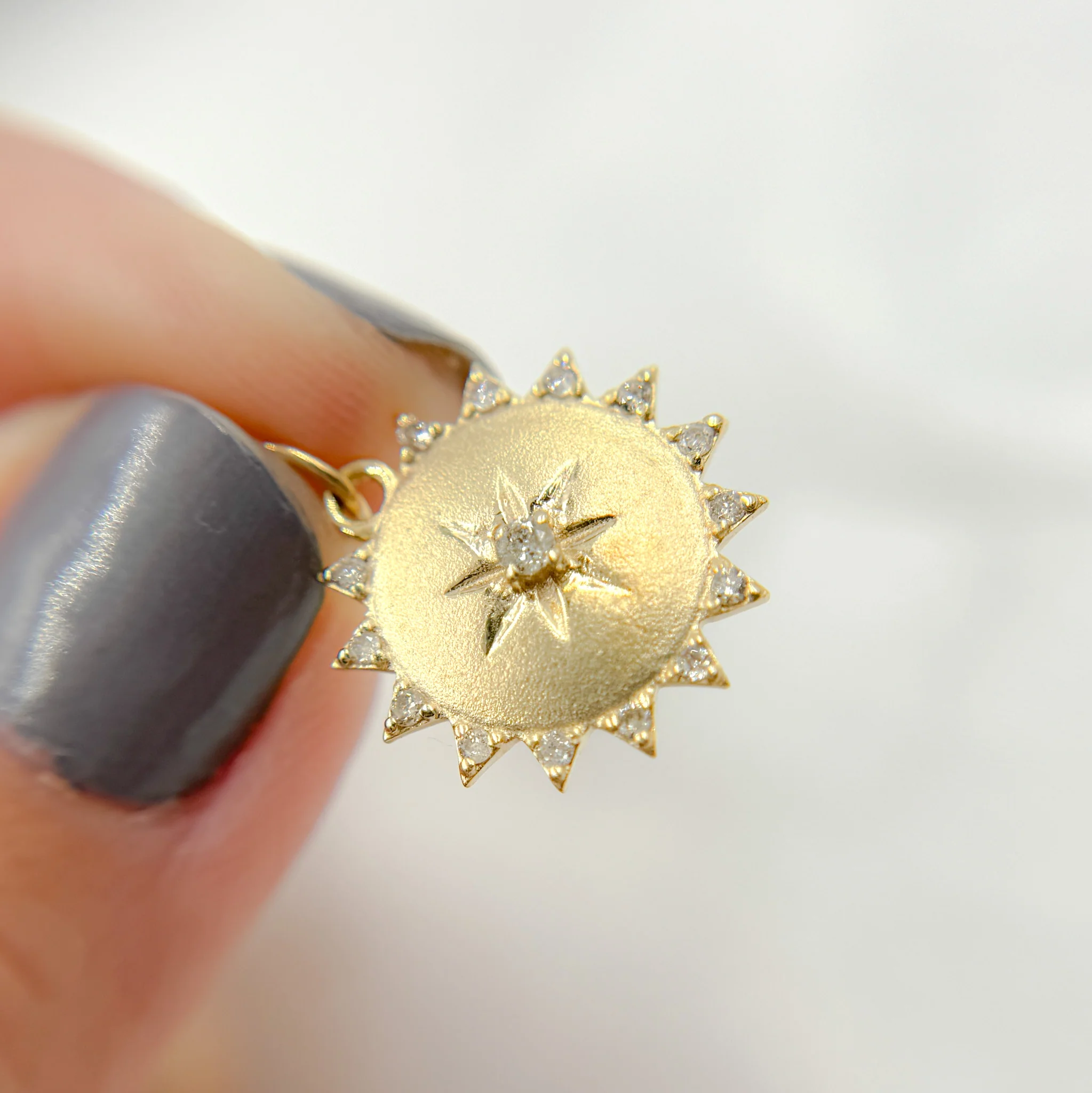 GDP375. 14k Solid Gold Sun Charm - Image 4