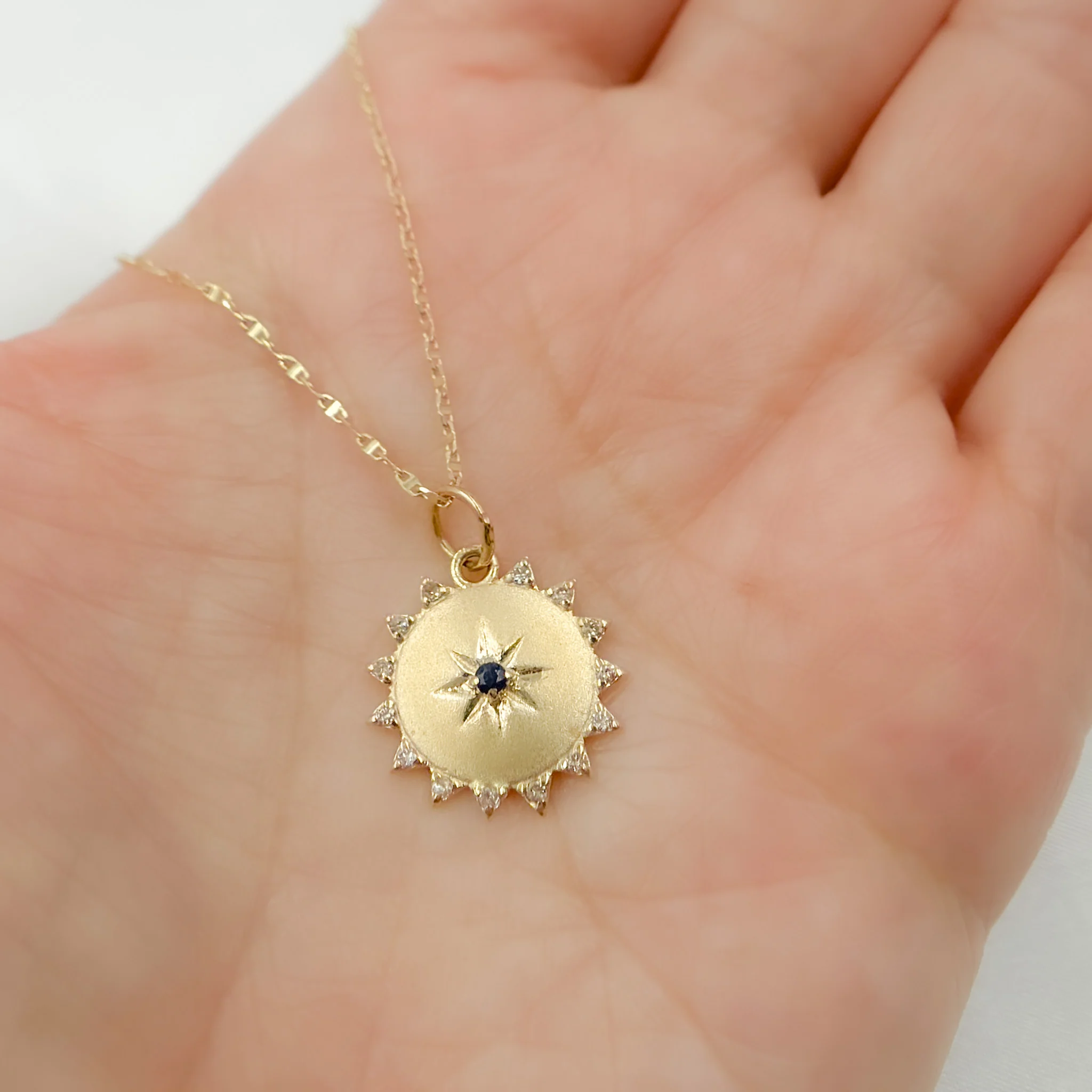 GDP375. 14k Solid Gold Sun Charm - Image 6