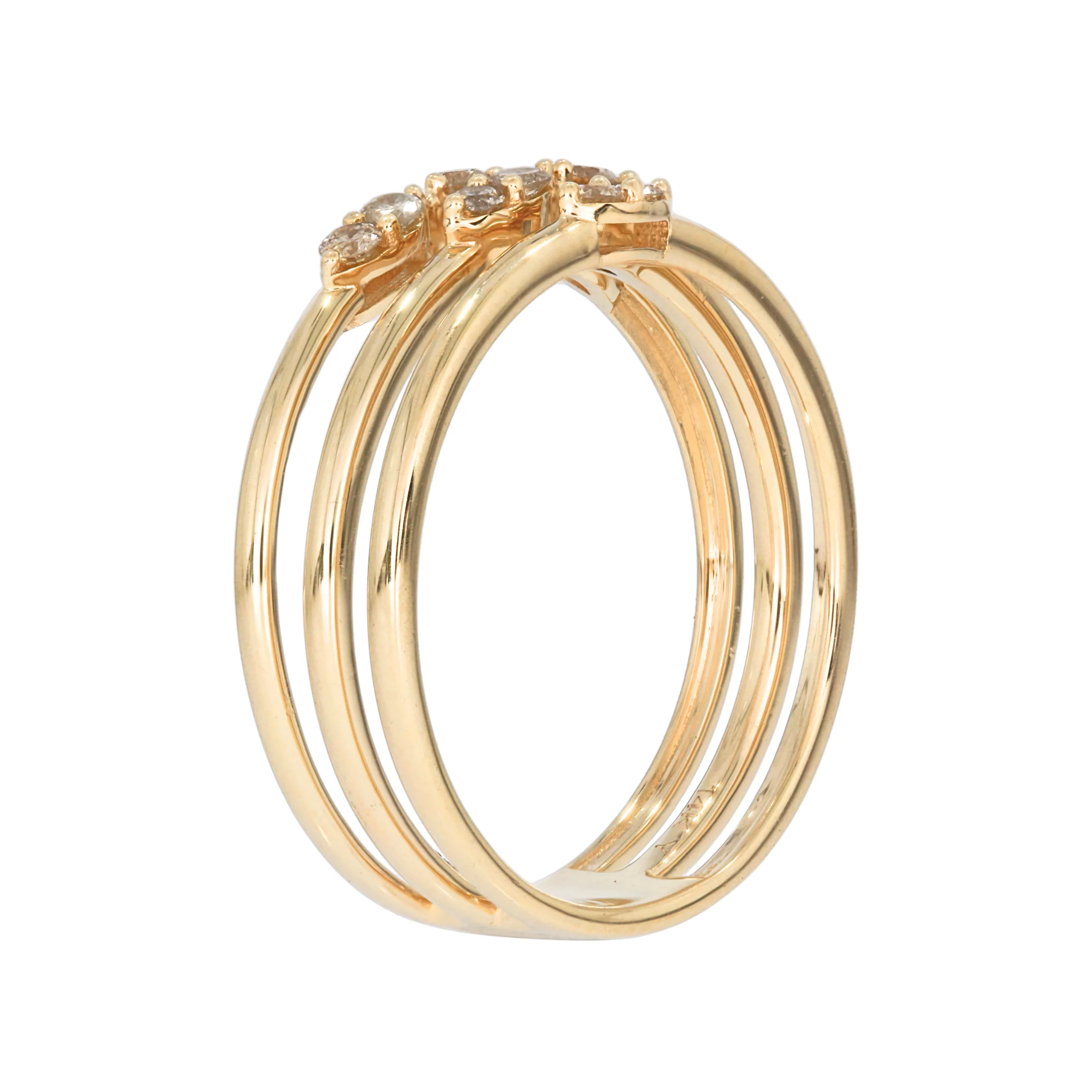 DRN01608. 14K Solid Gold Three Rows Eternity Diamond Ring - Image 4