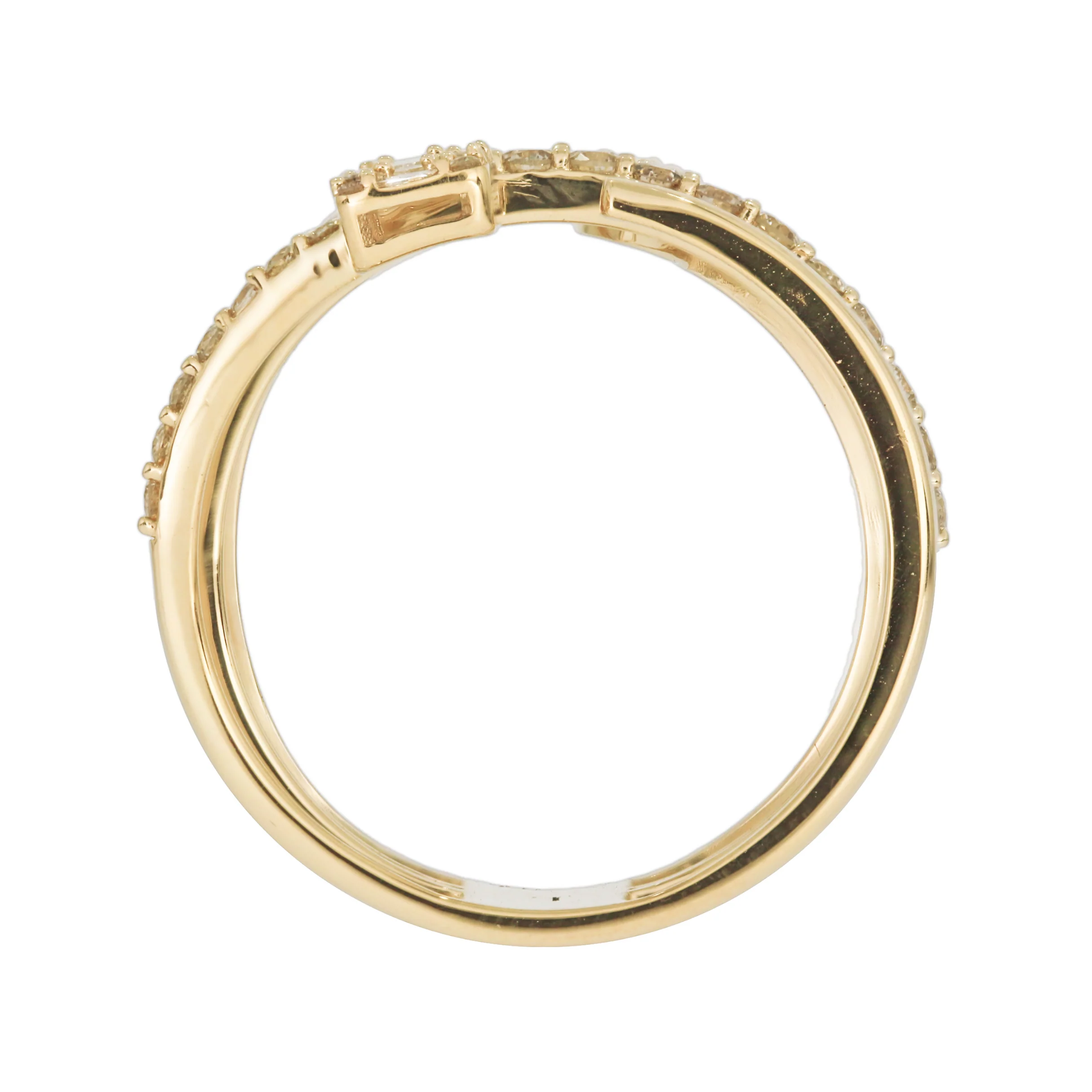 DRN01588. 14K Solid Gold Three Rows Fancy Diamond Ring - Image 5