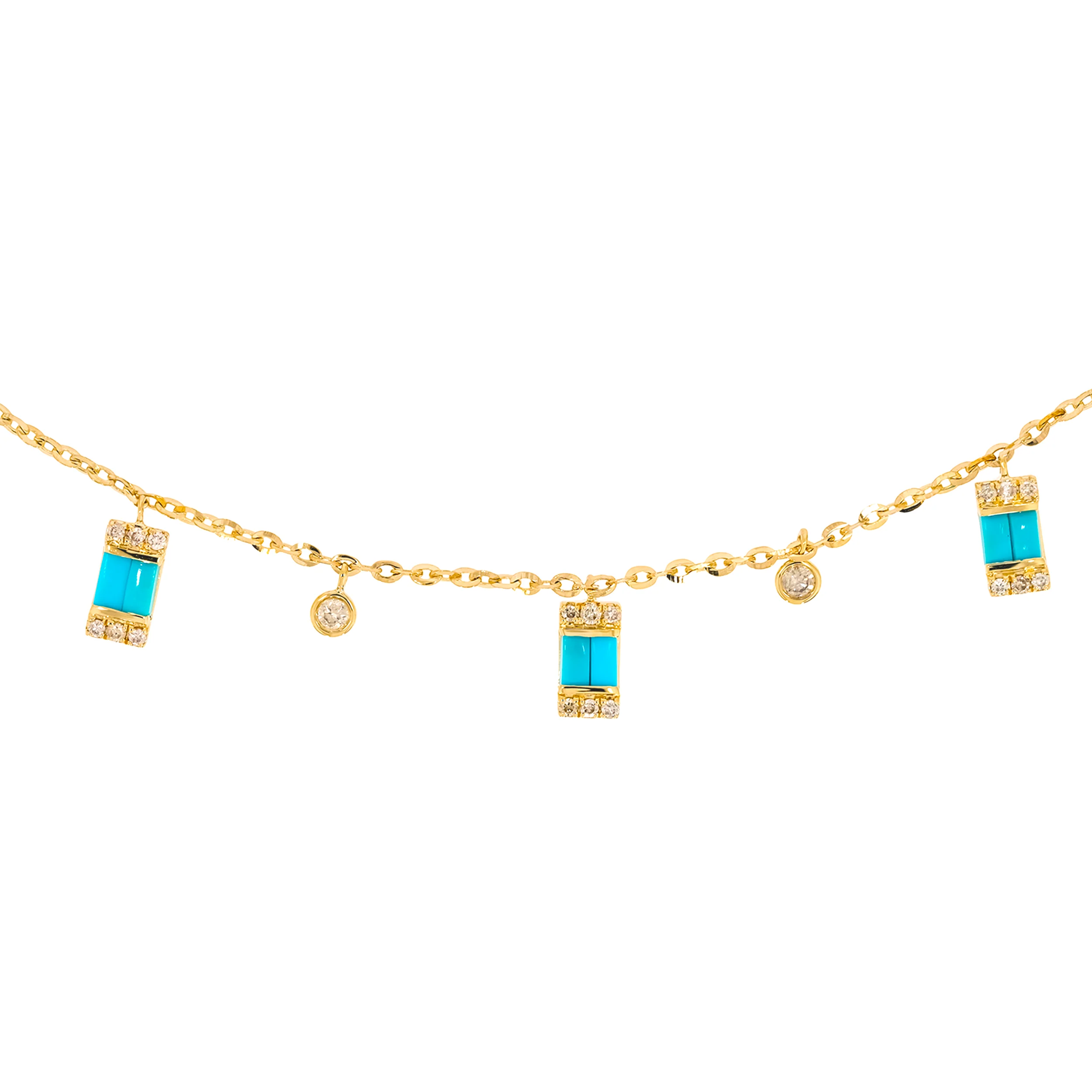 CN96316. 14K Solid Gold Gemstone and Diamond Dangle Necklace - Image 2