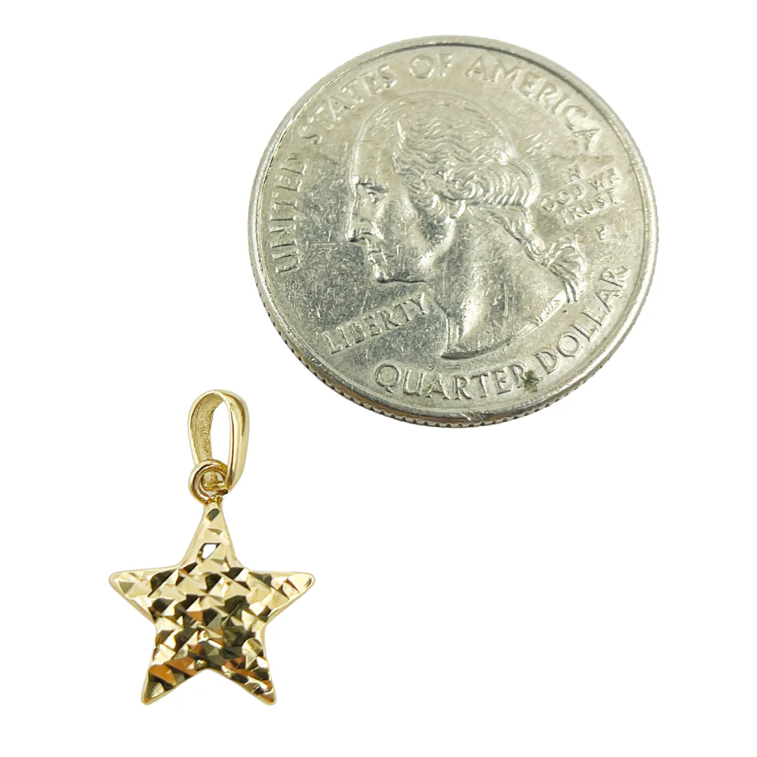 14K Solid Texture Star Charm - Image 2