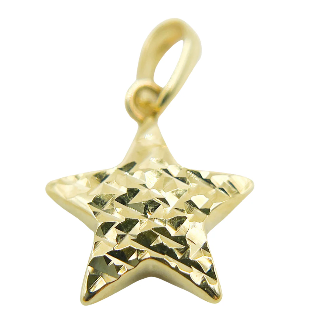 14K Solid Texture Star Charm - Image 3