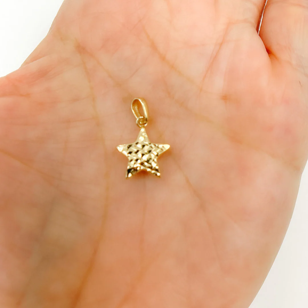14K Solid Texture Star Charm - Image 4