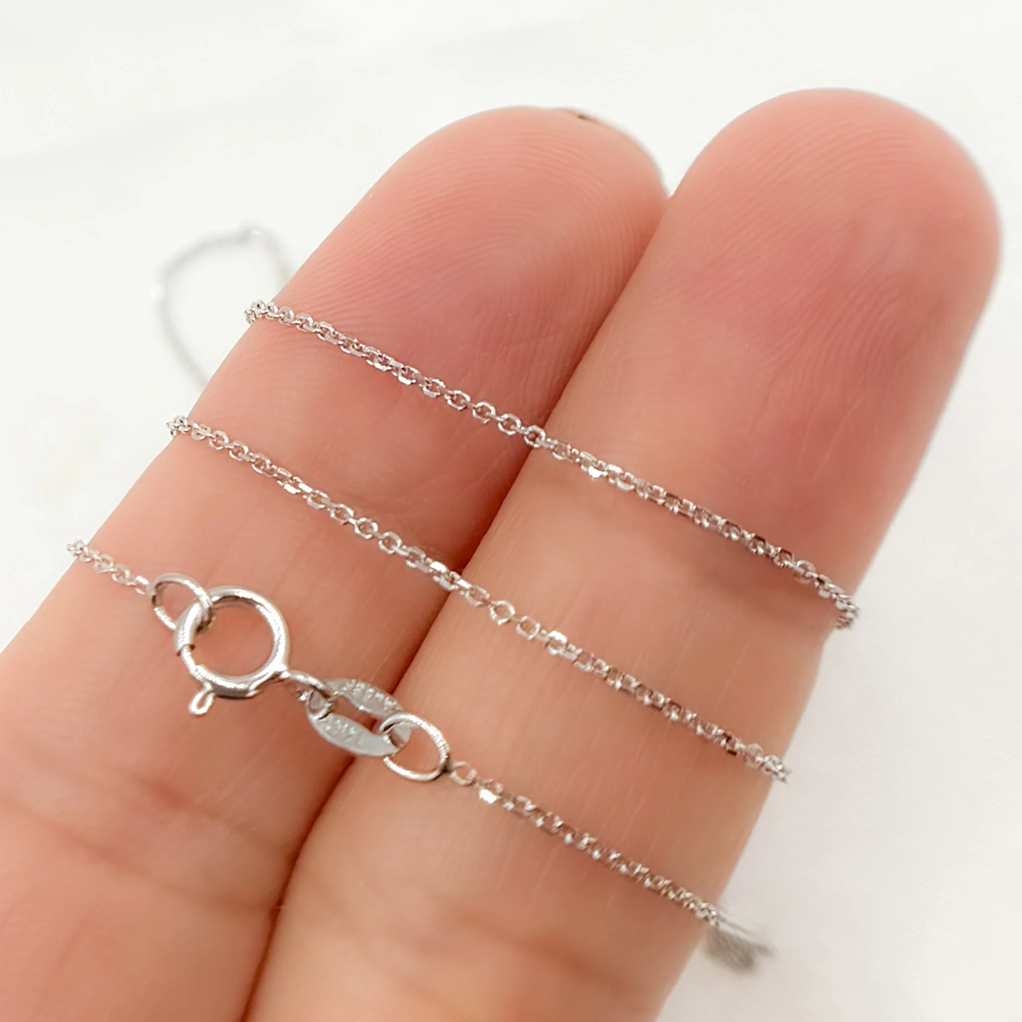 025R01T5WG. 14K Solid White Gold Cable Chain - Image 5
