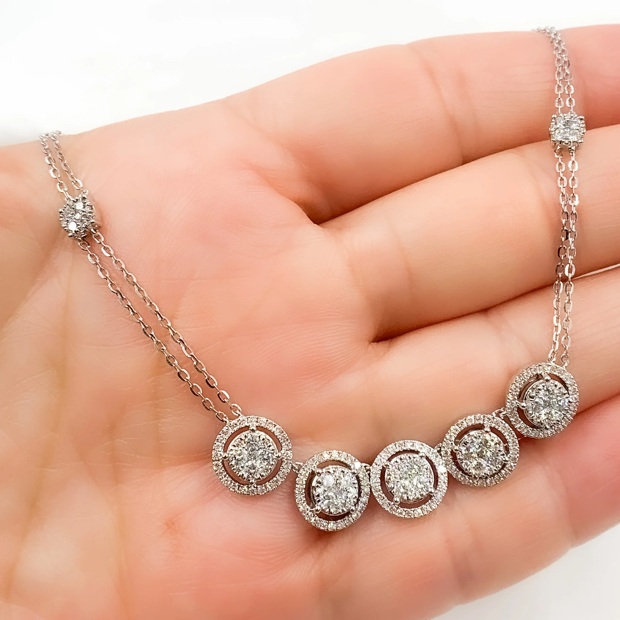 NK112603. 14K Solid White Gold Diamond Necklace