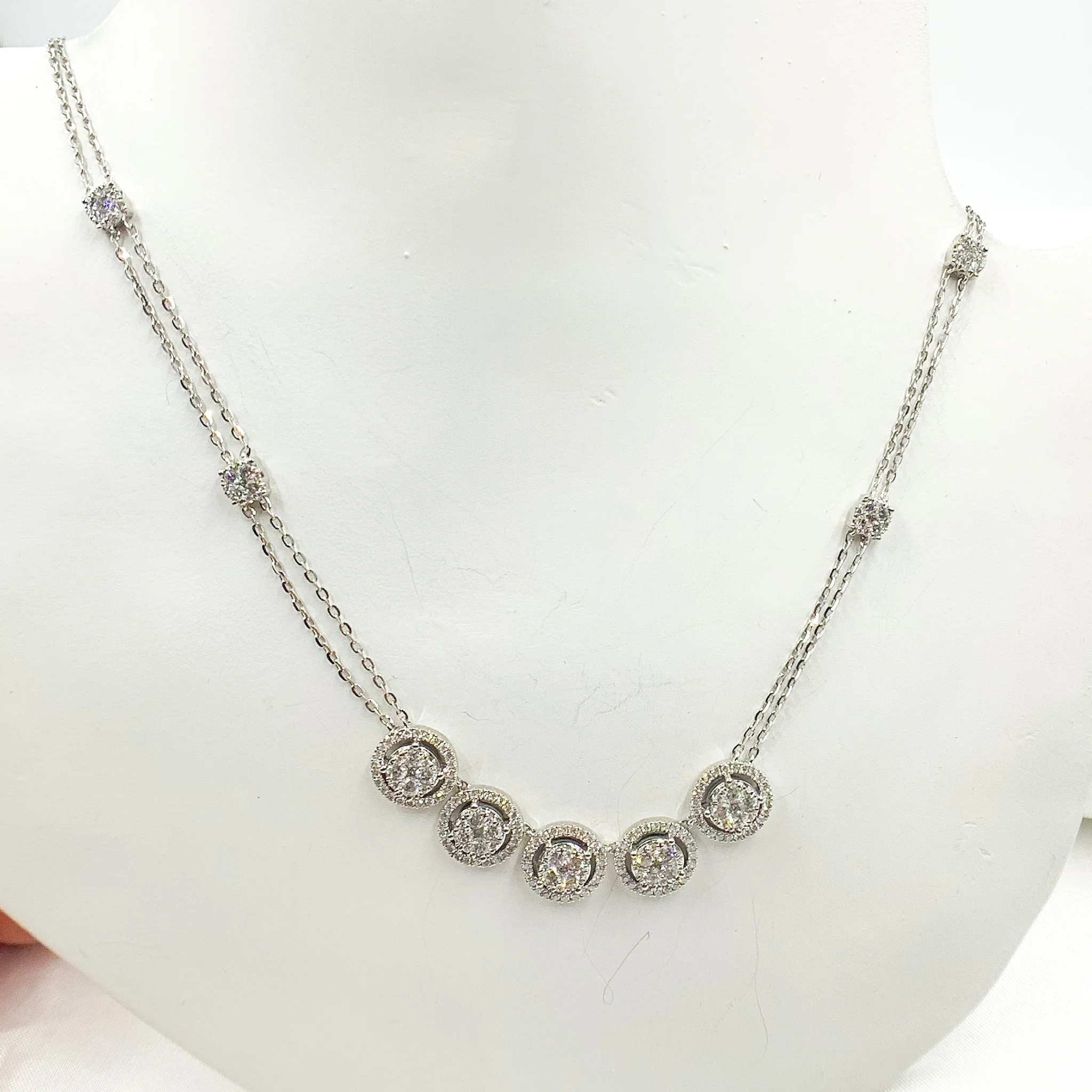 NK112603. 14K Solid White Gold Diamond Necklace - Image 4