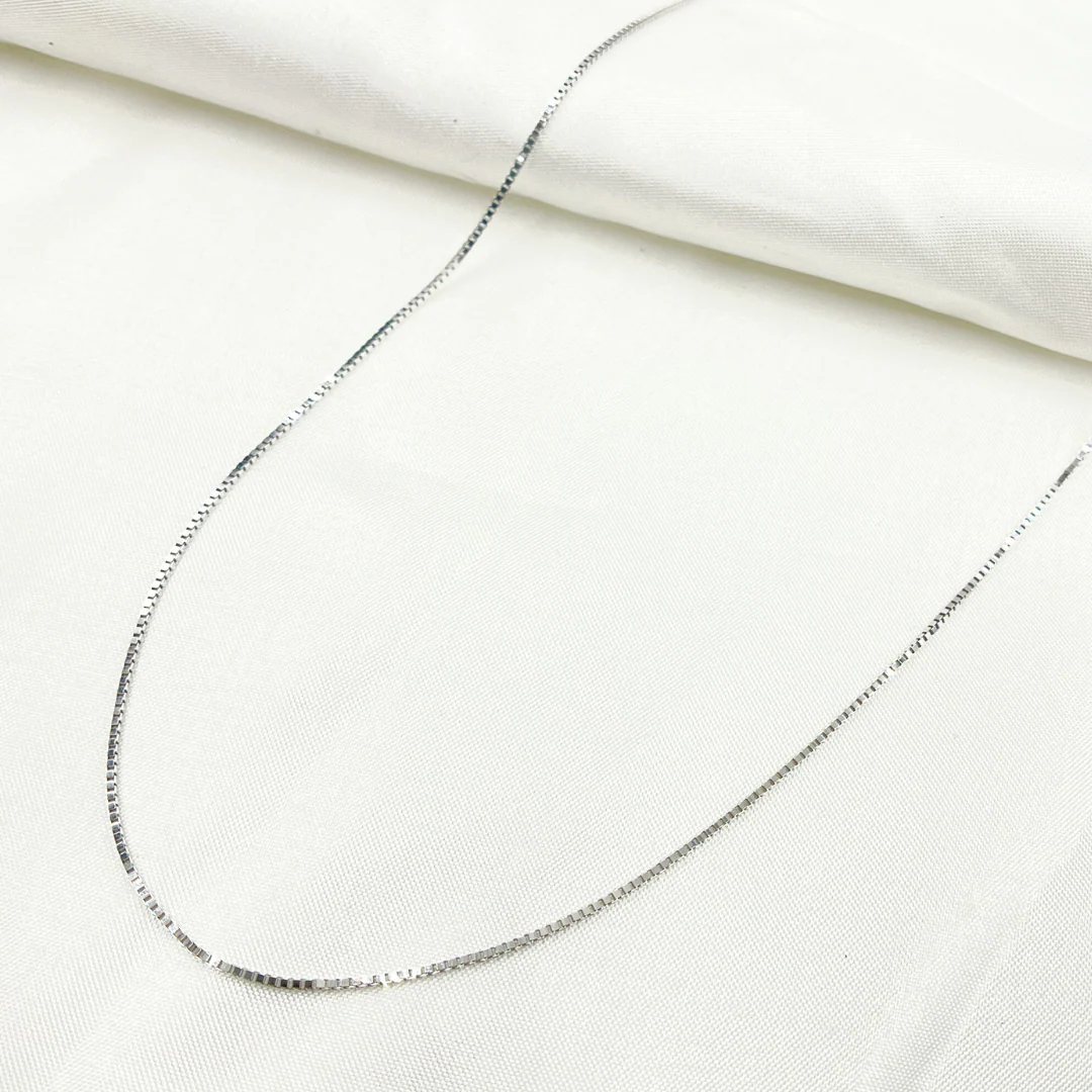 058VEDWG. 14k Solid White Gold Link Box Chain - Image 2