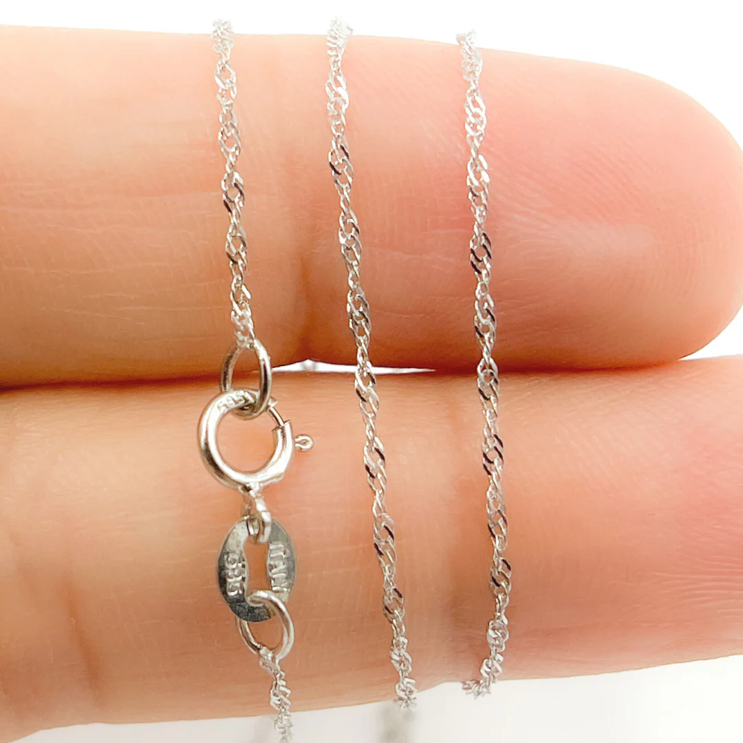 016G2SLMSIT2WG. 14K Solid White Gold Singapore Chain - Image 2
