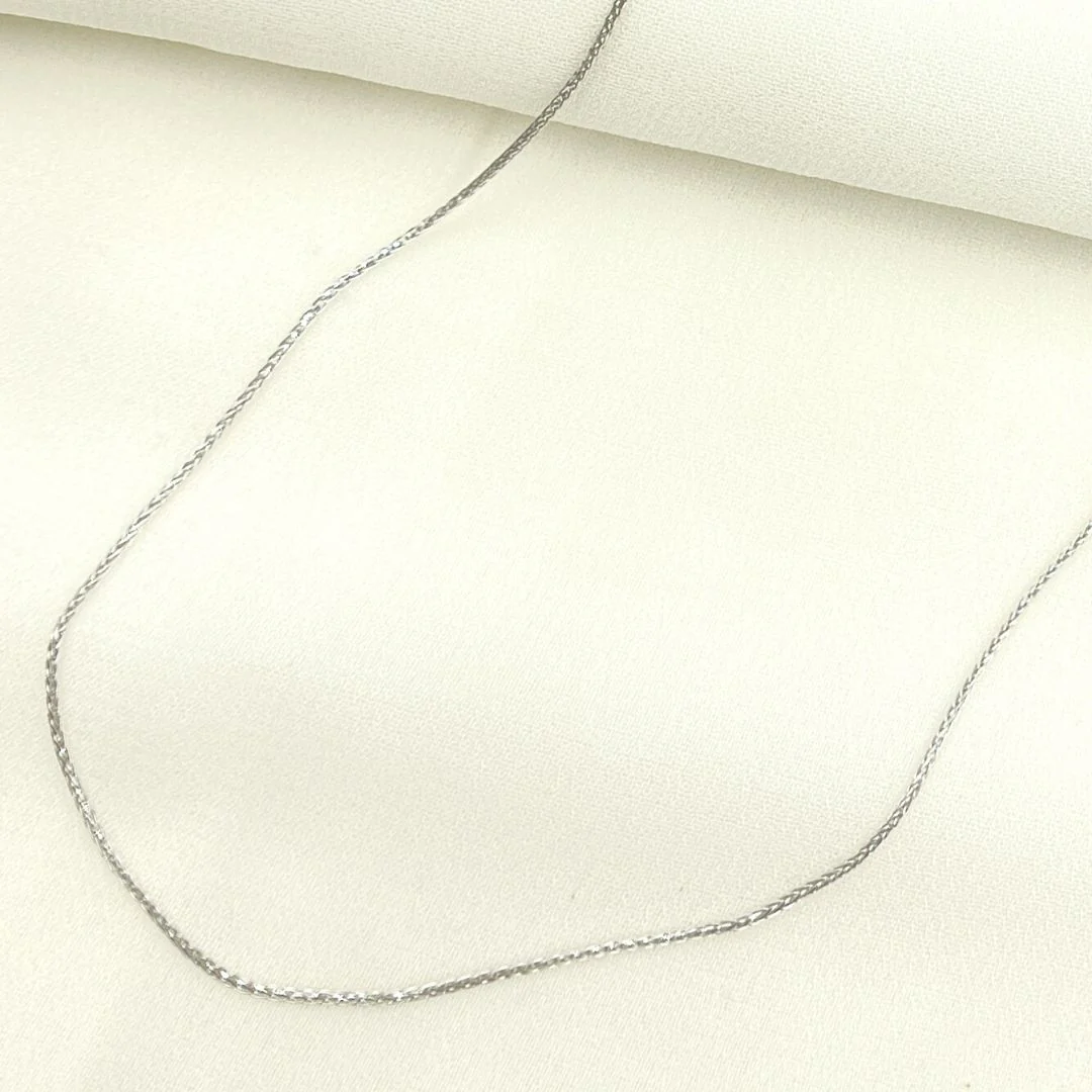 024SP3TFDTWG. 14K Solid White Gold Wheat Chain - Image 3