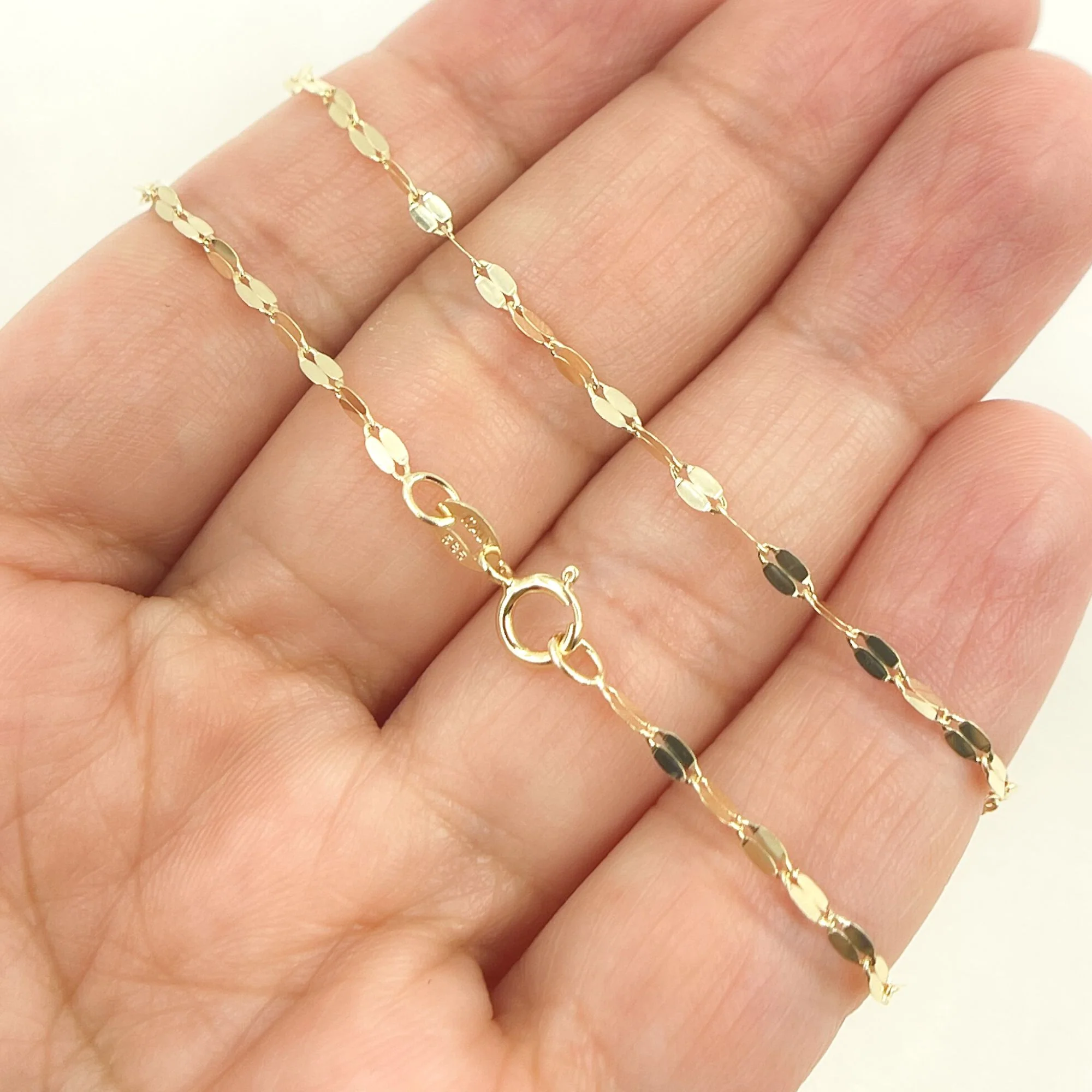 035FV10. 14K Solid Yellow Flat Marina Link Chain - Image 2