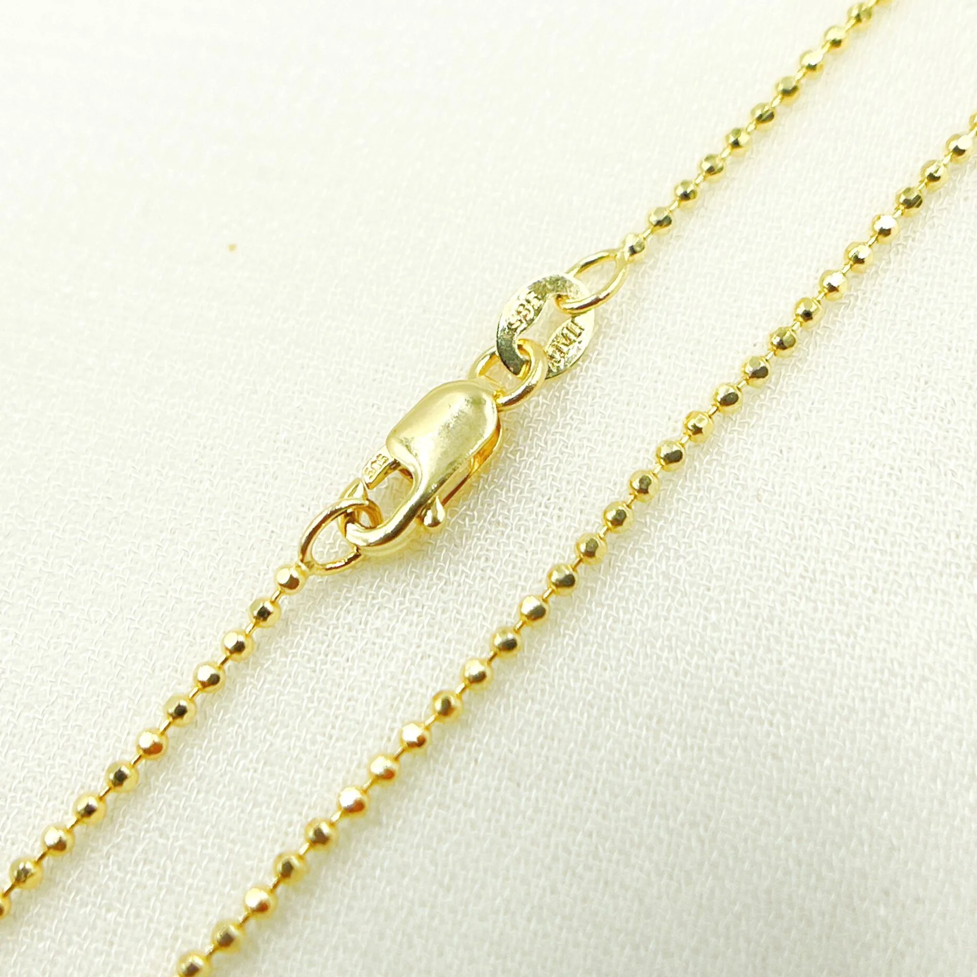 120CP8L. 14K Solid Yellow Gold Diamond Cut Ball Link Necklace - Image 2