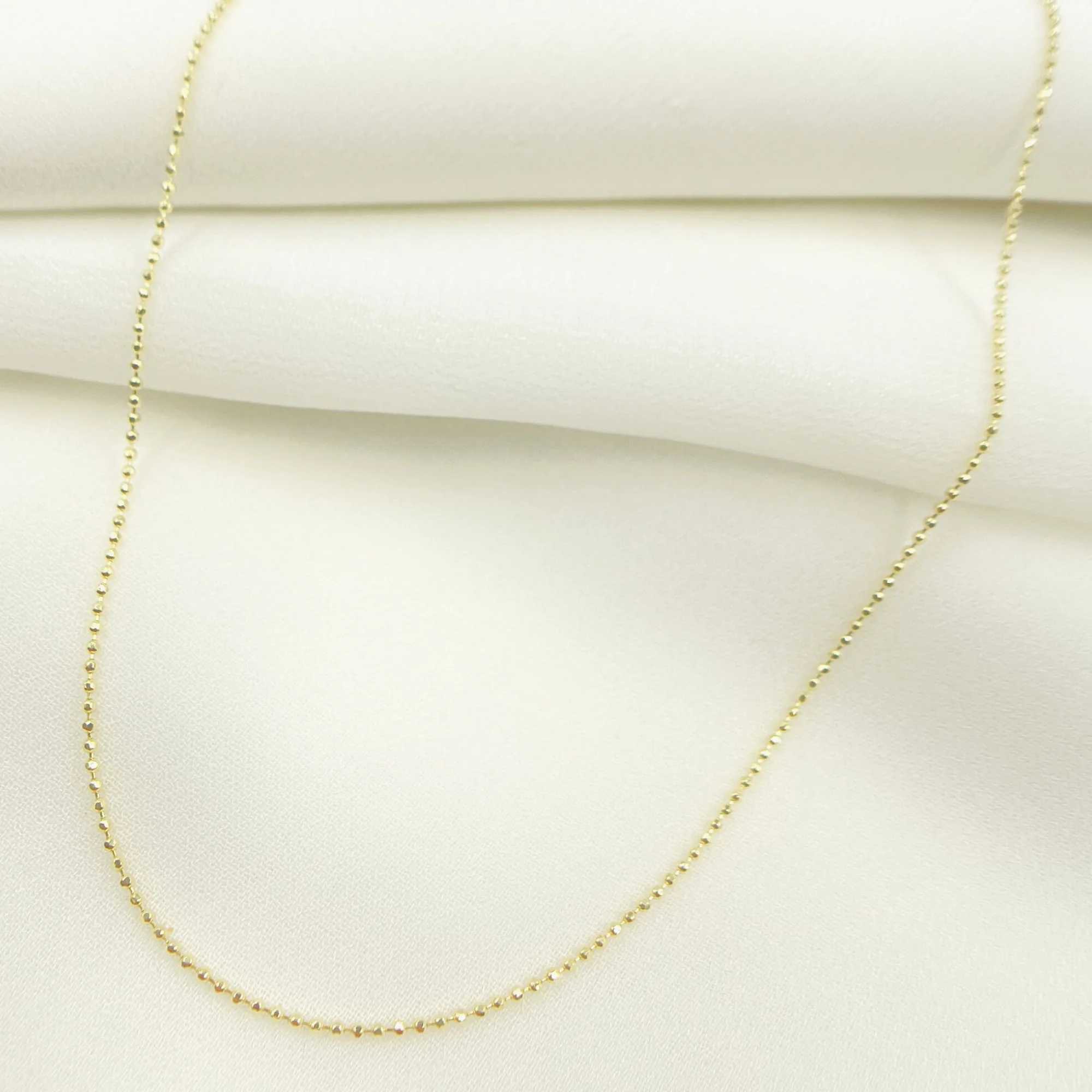 120CP8L. 14K Solid Yellow Gold Diamond Cut Ball Link Necklace - Image 3