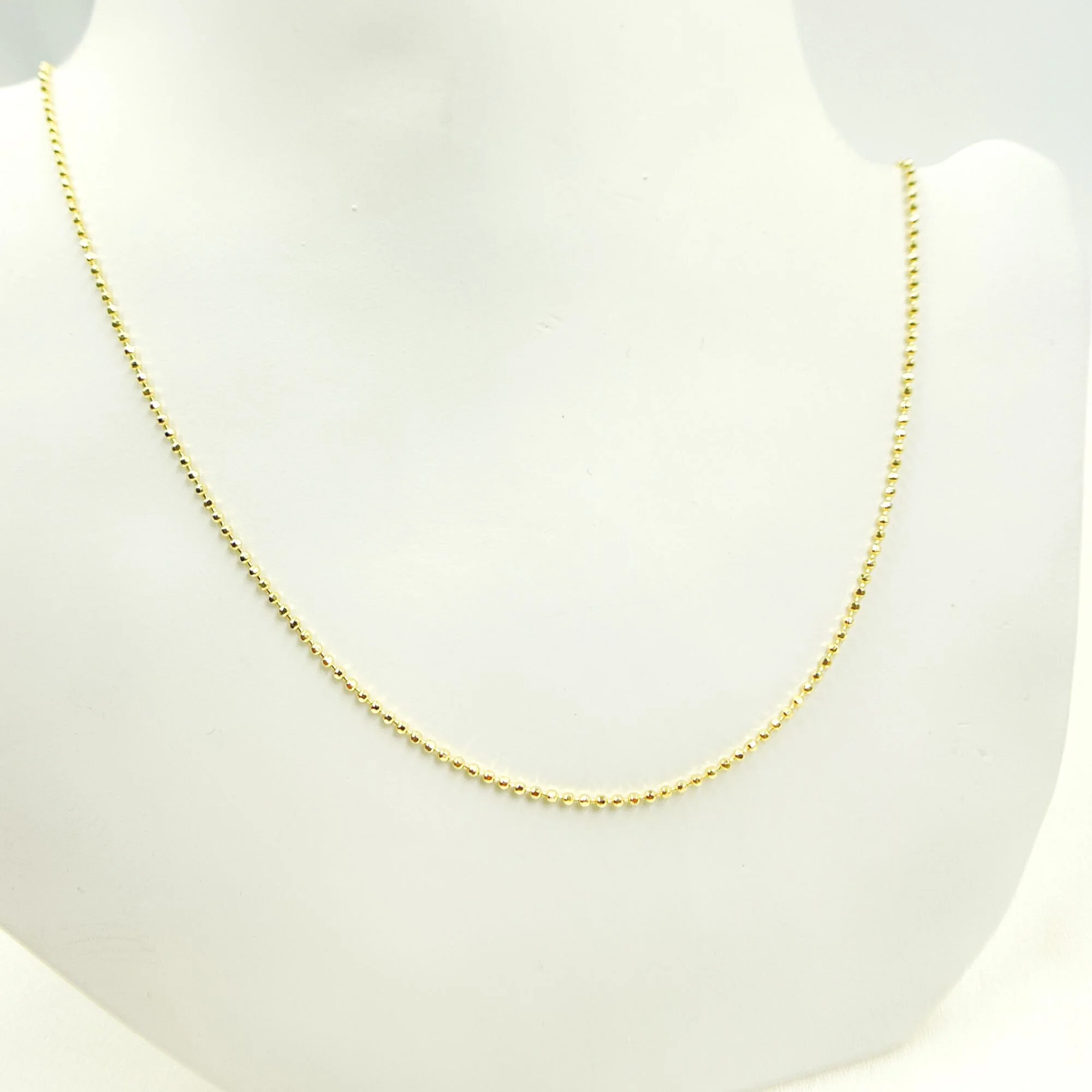 120CP8L. 14K Solid Yellow Gold Diamond Cut Ball Link Necklace - Image 4