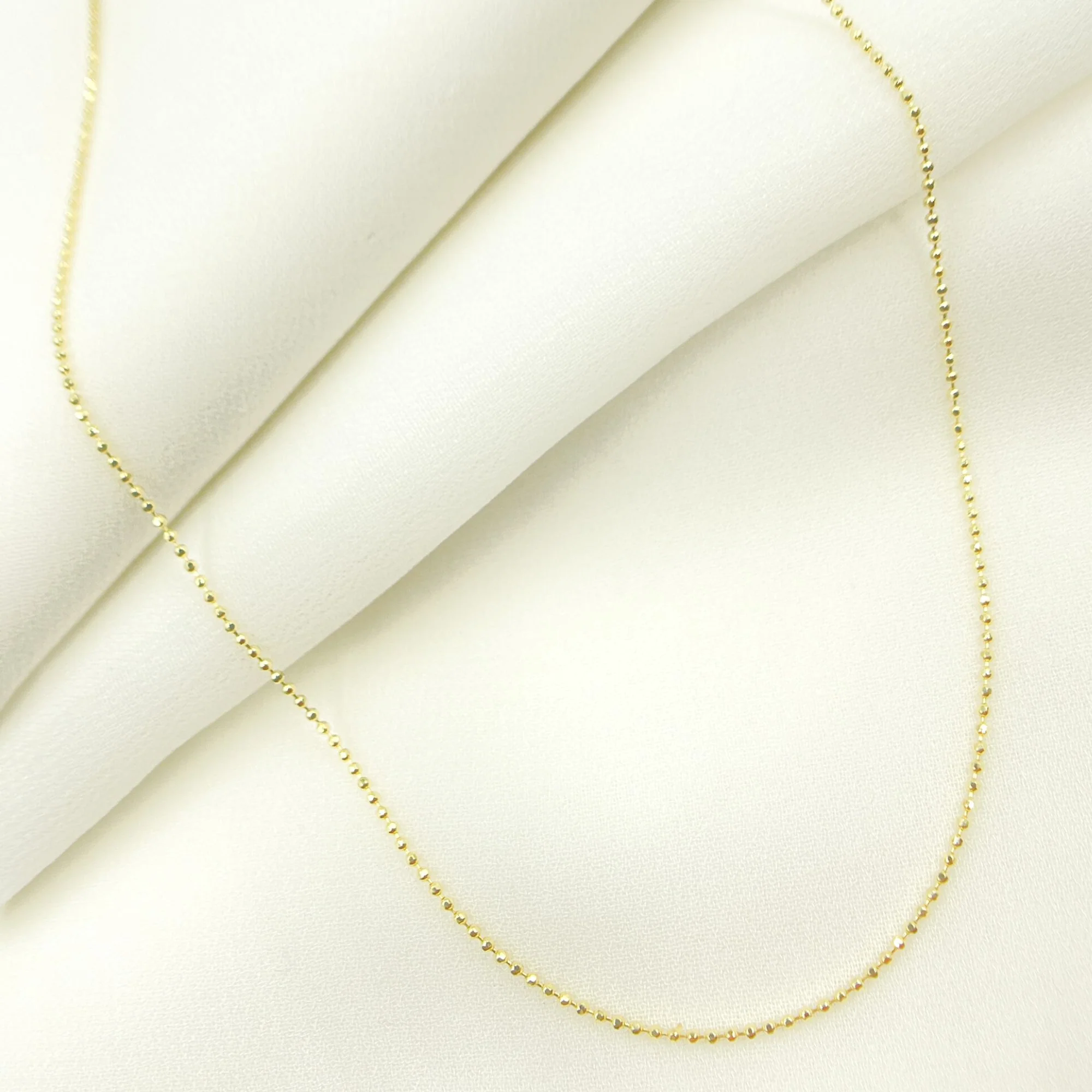 120CP8L. 14K Solid Yellow Gold Diamond Cut Ball Link Necklace - Image 5