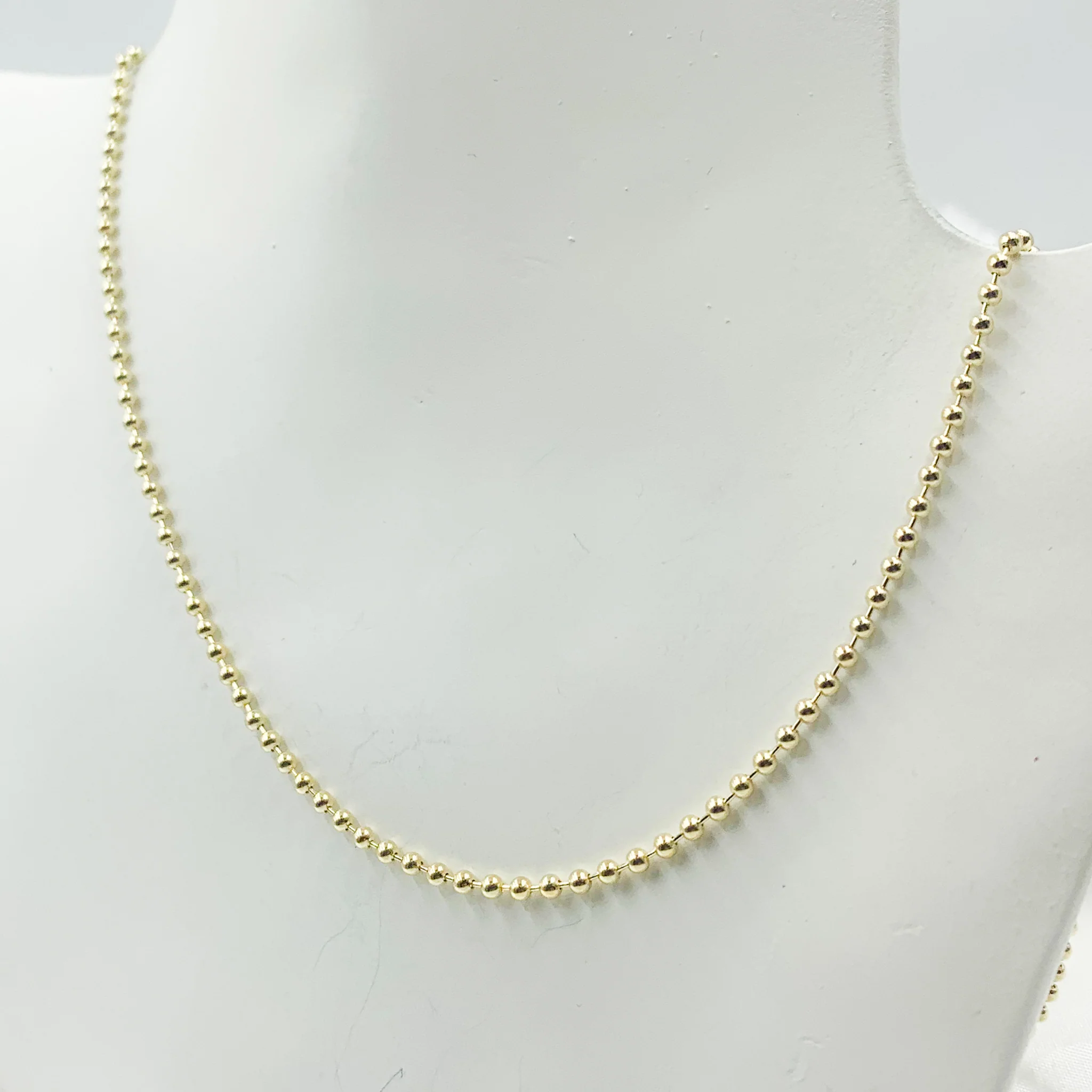 180CP. 14K Solid Yellow Gold Ball Necklace - Image 3