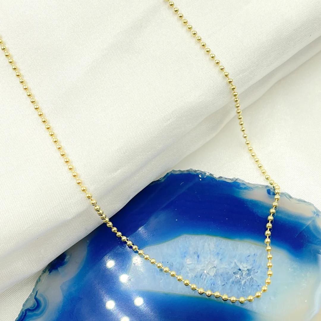 150CP. 14k Solid Yellow Gold Bead Chain - Image 2