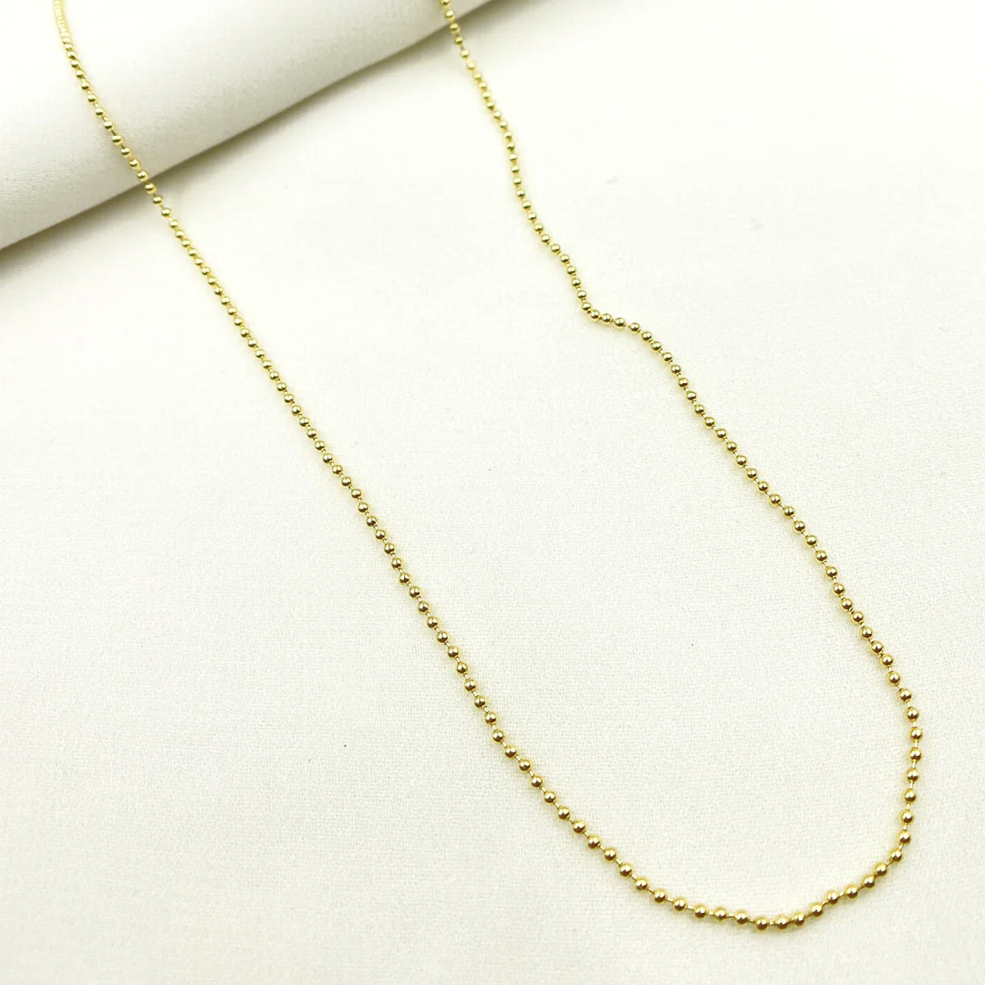 150CP. 14k Solid Yellow Gold Bead Chain - Image 4