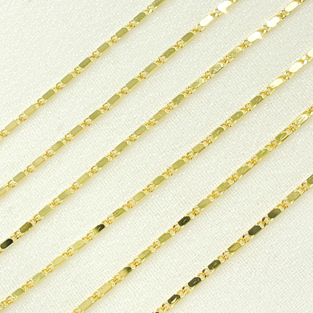 035LURBRT4C7byFt. 14k Solid Yellow Gold Diamond Cut Bars Link Chain by Foot - Image 2