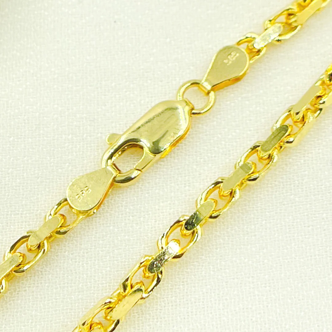 120R04CLH4. 14K Solid Yellow Gold Diamond Cut Box Link Chain - Image 4