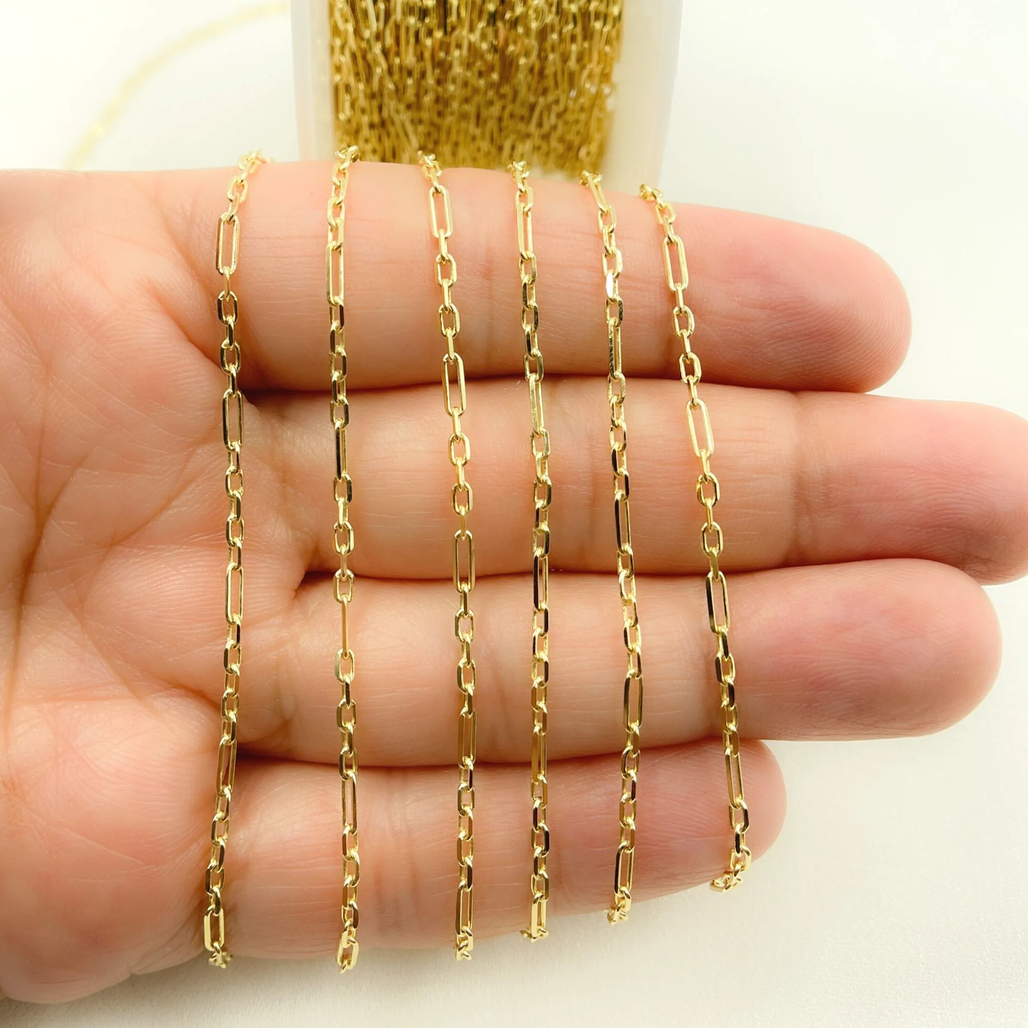 050FA5CLT5byFt. 14K Solid Yellow Gold Diamond Cut Cable Link Chain - Image 3