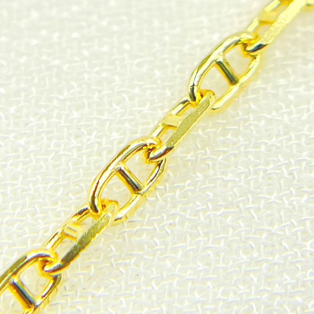 030FLP1T5. 14K Solid Yellow Gold Diamond Cut Marina Link Chain - Image 2
