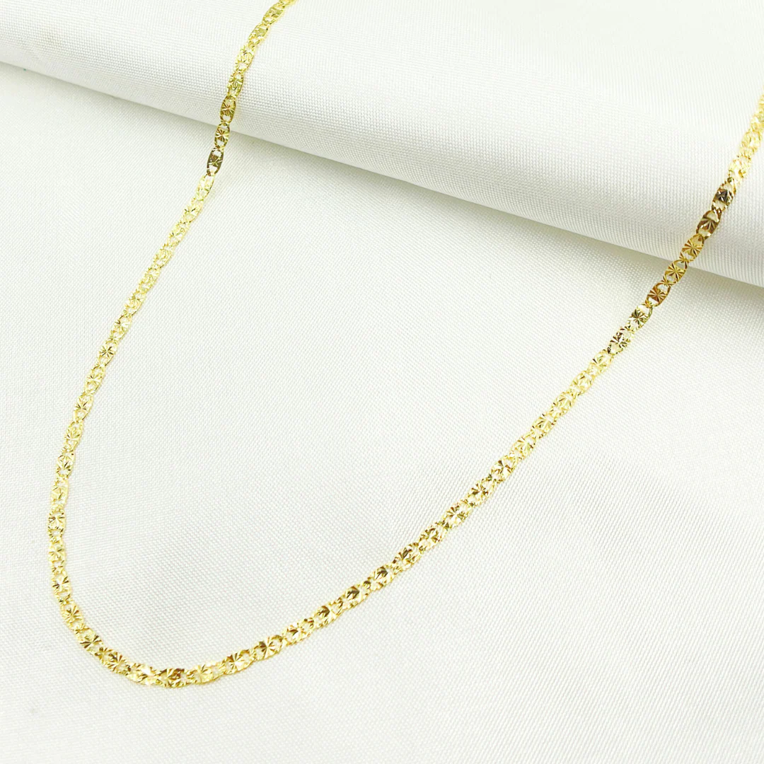 040FVAV1BPS2D4L669. 14k Solid Yellow Gold Diamond Cut Marina Link Necklace - Image 3