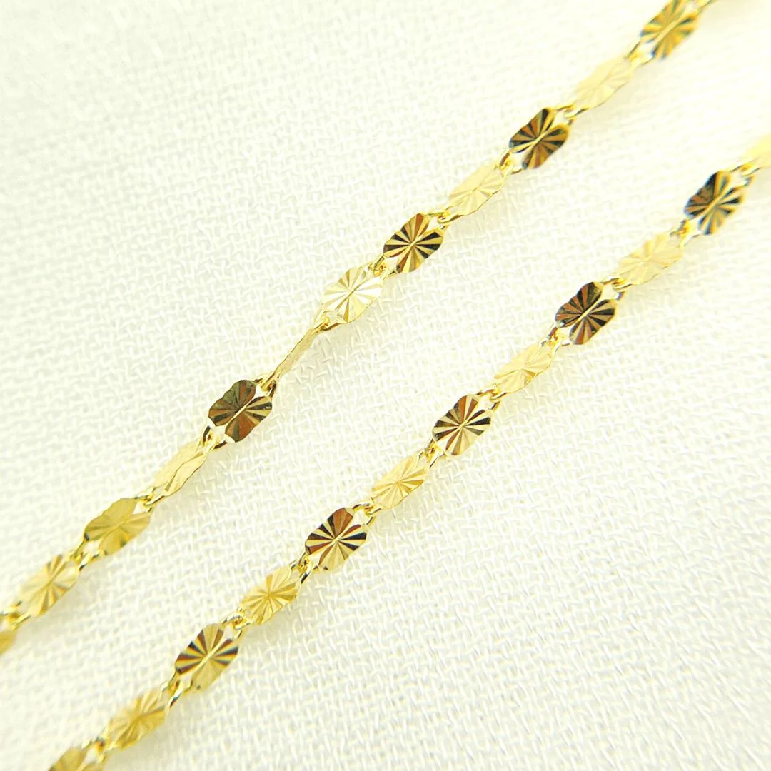 030FV30byFt. 14k Solid Yellow Gold Diamond Cut Marina Chain - Image 2
