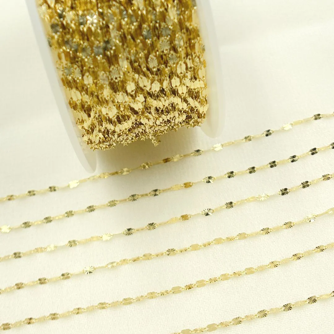 030FV30byFt. 14k Solid Yellow Gold Diamond Cut Marina Chain - Image 4