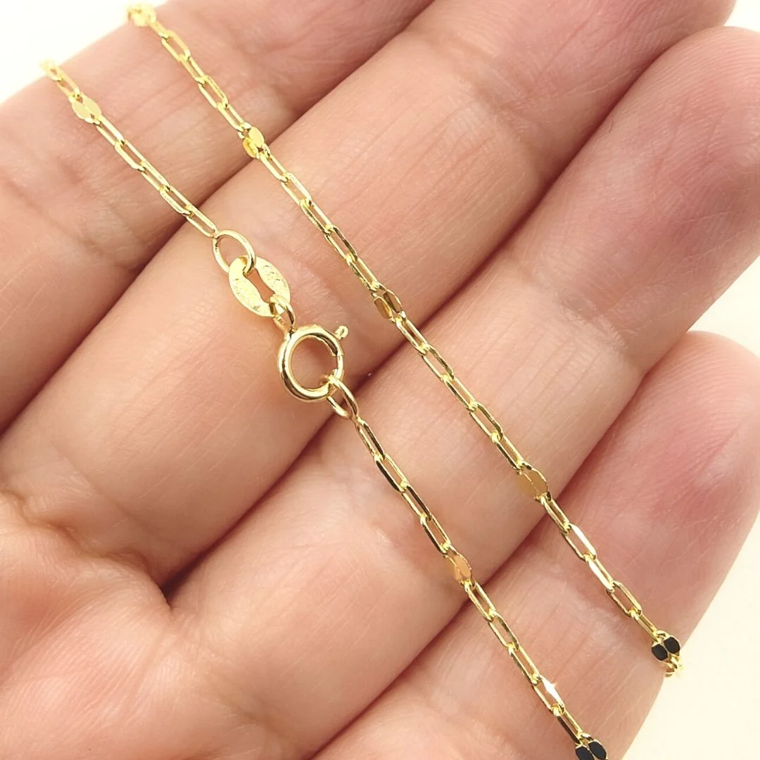 040FL83T5. 14K Solid Gold Diamond Cut Paperclip Mirror Marina Link Chain - Image 3