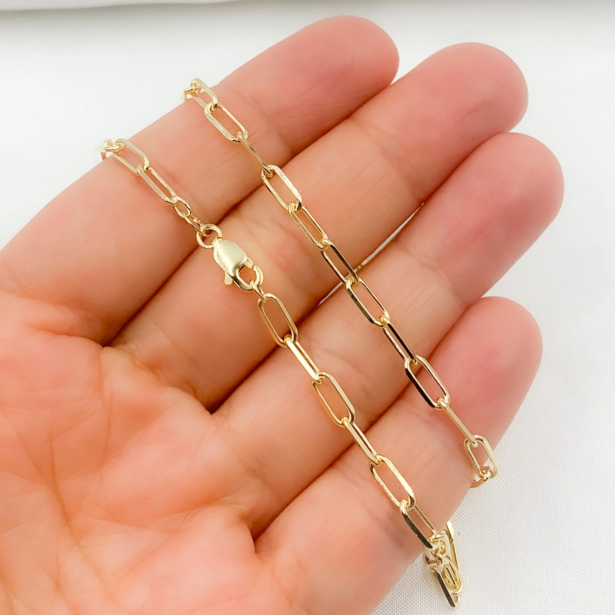 080FVACLT5. 14K Solid Gold Diamond Cut Paperclip Necklace - Image 2