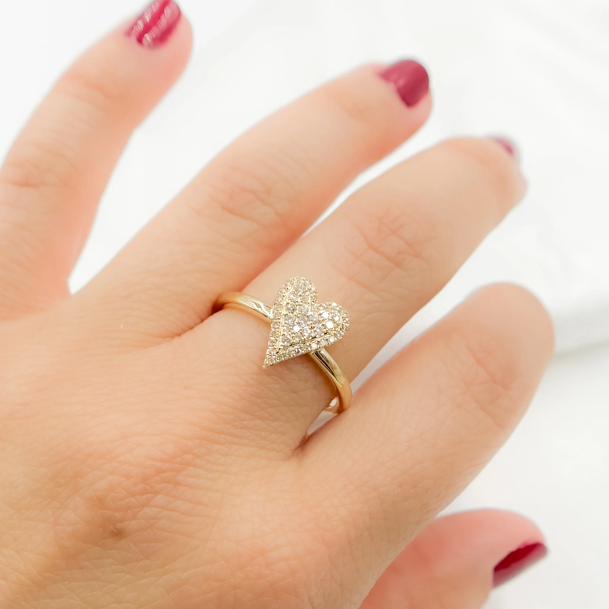 RFD18090. 14K Solid Yellow Gold Diamond Heart Ring