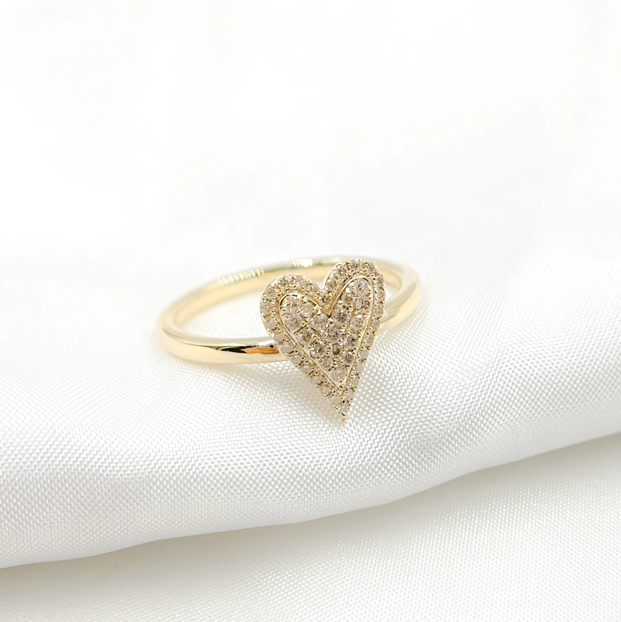 RFD18090. 14K Solid Yellow Gold Diamond Heart Ring - Image 3