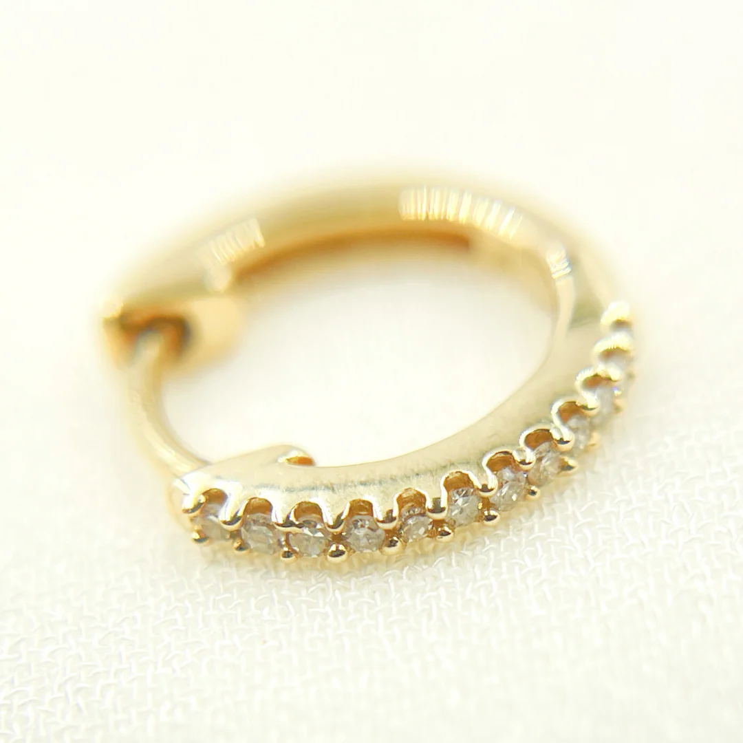 EHB56864. 14K Solid Yellow Gold Diamond Huggie Hoop Earrings - Image 10