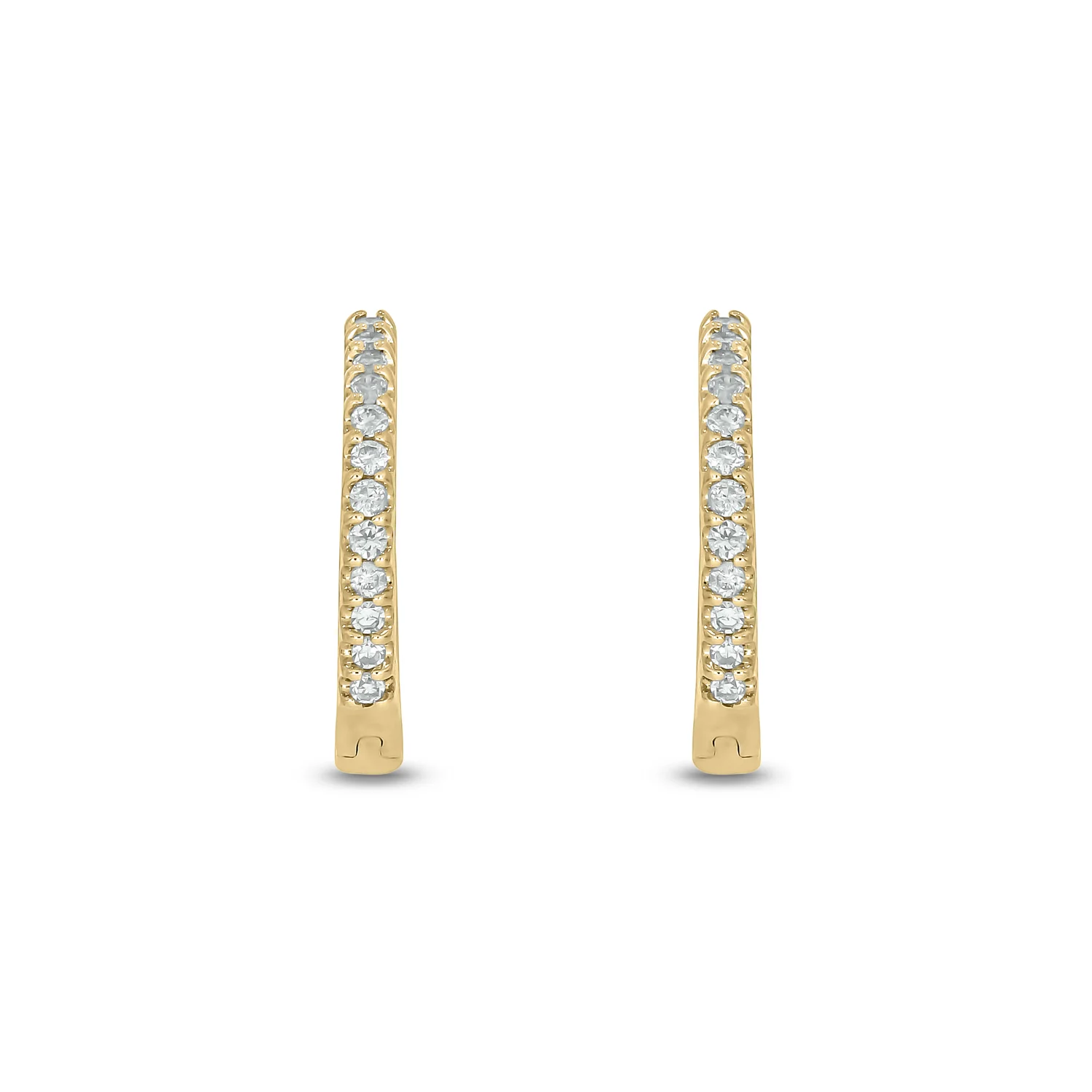 EHB56864. 14K Solid Yellow Gold Diamond Huggie Hoop Earrings - Image 7